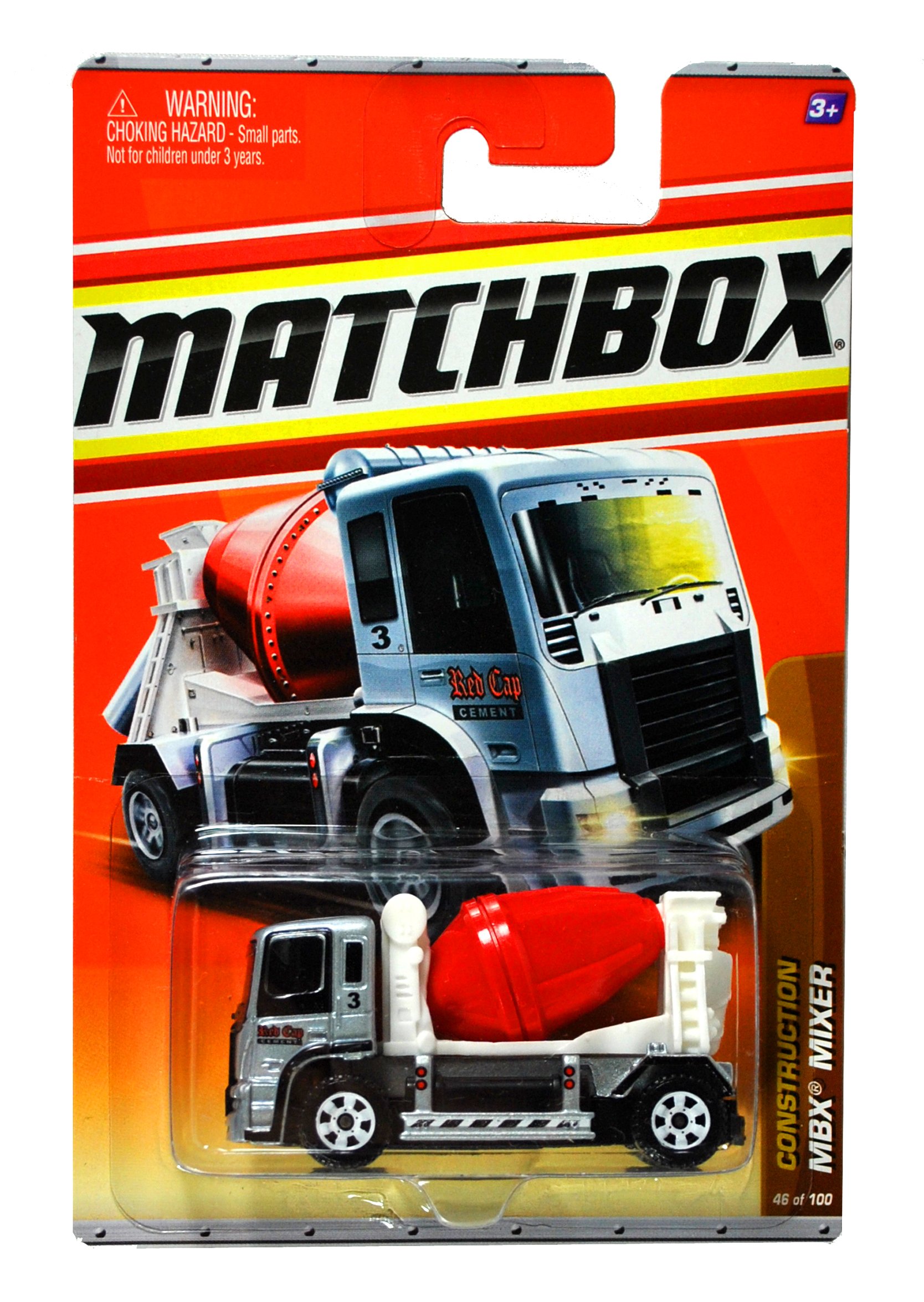 2011 Matchbox MBX MIXER #46 Construction Toy Truck - 9/11 Grey Body, White Carriage, Red Barrel Mixing Drum (Red Cap Cement) - Perfect for Collectors, Construction Theme Play & Display