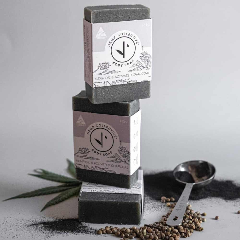 Organic Hemp Collective Soap Bar with Hemp Oil & Activated Charcoal - 125g for Deep Cleansing & Detox - Perfect for Sensitive Skin & Daily Skincare Routine