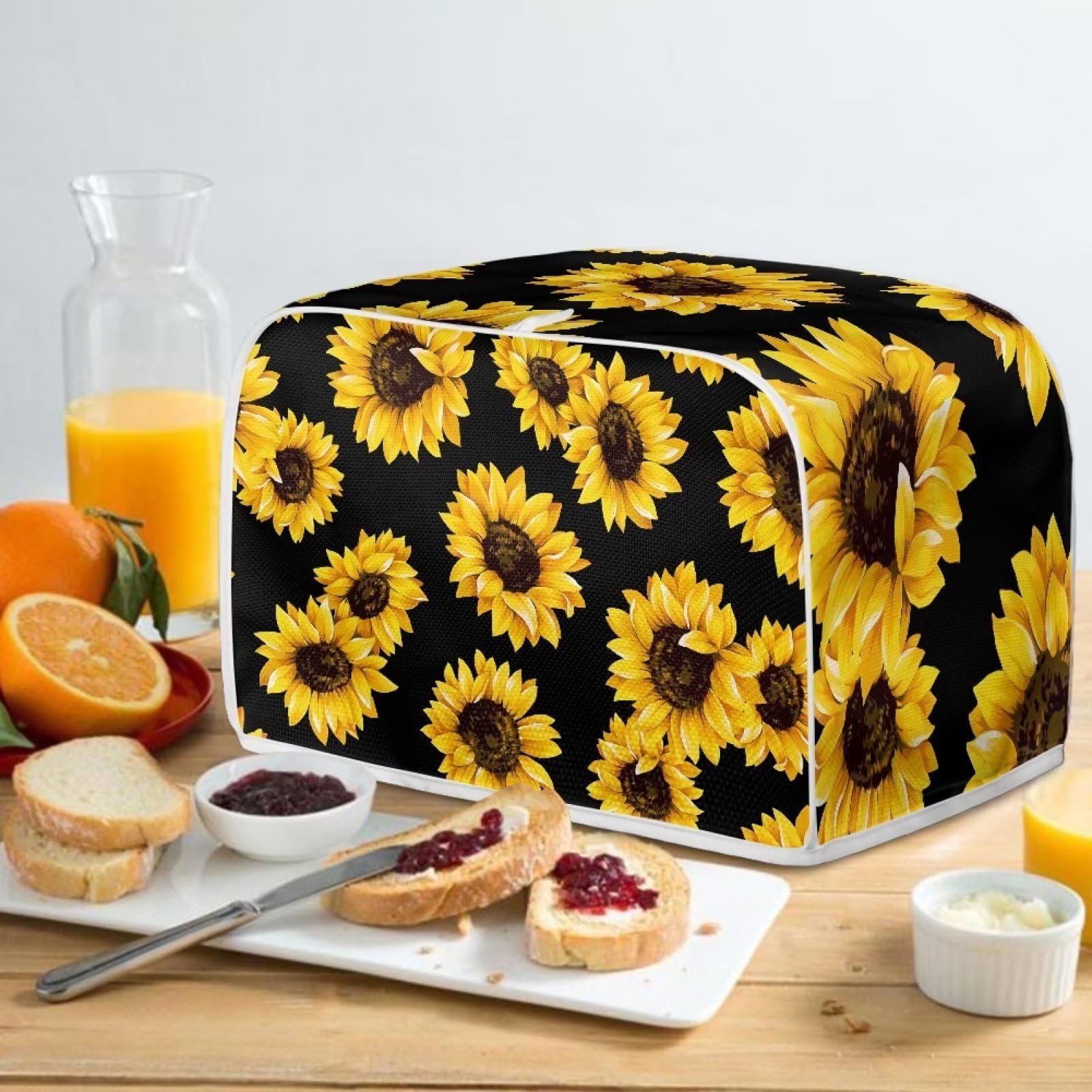 Sunflower Print 4-Slice Toaster Cover - Dustproof Kitchen Appliance Protector for Bread Maker, Microwave & Countertop Decor - Perfect Housewarming Gift for Women & Home Chefs