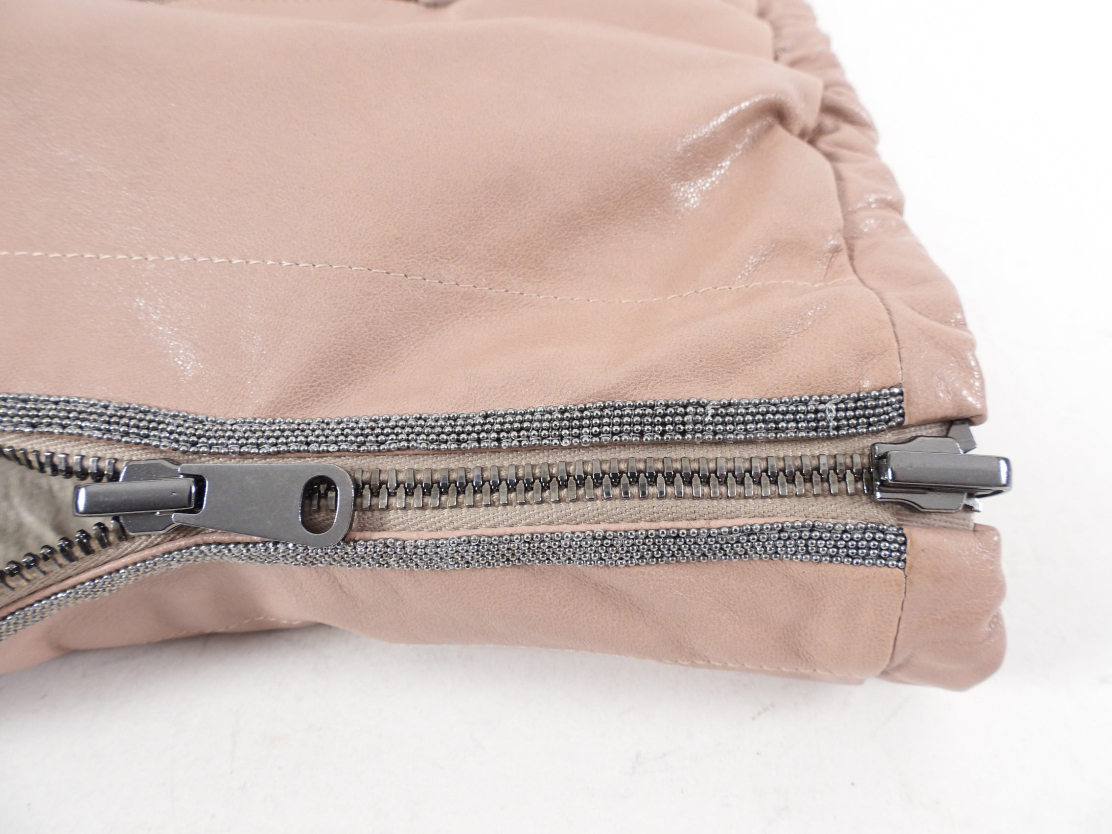 Brunello Cucinelli Reversible Hooded Vest in Quartz Pink Leather - Size IT44 / US 8 - Perfect for Layering in Fall & Winter Fashion