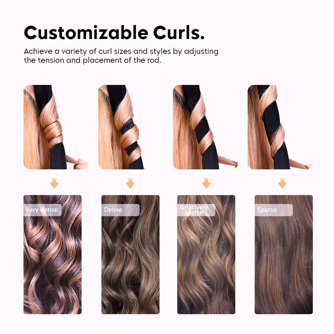 Heatless Curling Rod Headband for Overnight Curls - No Heat Silk Ribbon Hair Roller with Claw Clip - DIY Hair Styling Tool for Women & Girls (Pink) - Perfect for Sleep, Travel & Damage-Free Curls