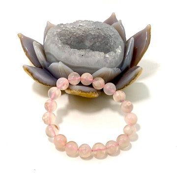 Pink Flower Agate Bracelet for Women - Natural Stone Beaded Handmade Jewelry - Boho Chic Accessory for Yoga, Meditation & Everyday Wear