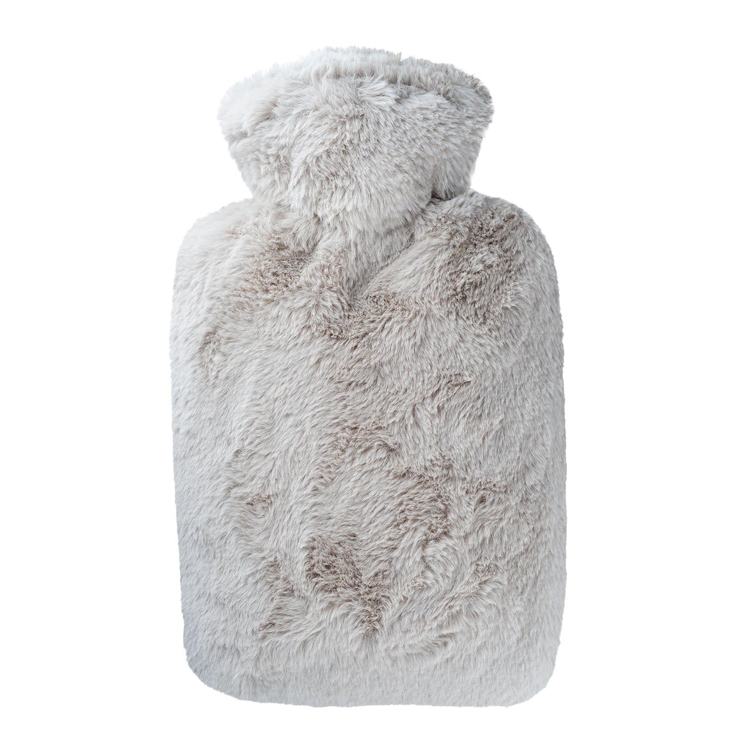 1.8L Hot Water Bottle with Soft Taupe Faux Fur Cover - Rubber-Free, Long-Lasting Warmth for Winter Nights, Pain Relief & Cozy Comfort at Home or Office