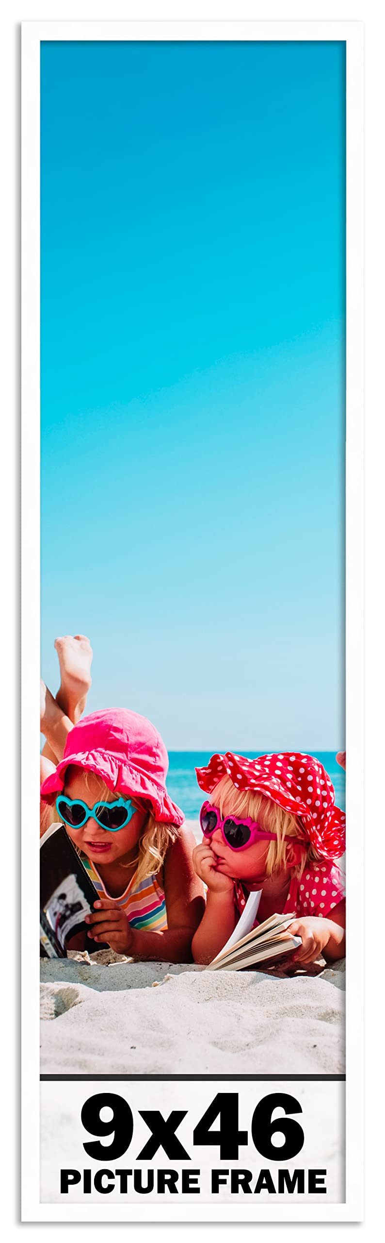 White Wood Picture Frame 9x46 Inches - Perfect for Displaying Artwork, Photos, and Posters - Ideal for Home Decor, Office, and Gallery Wall Displays
