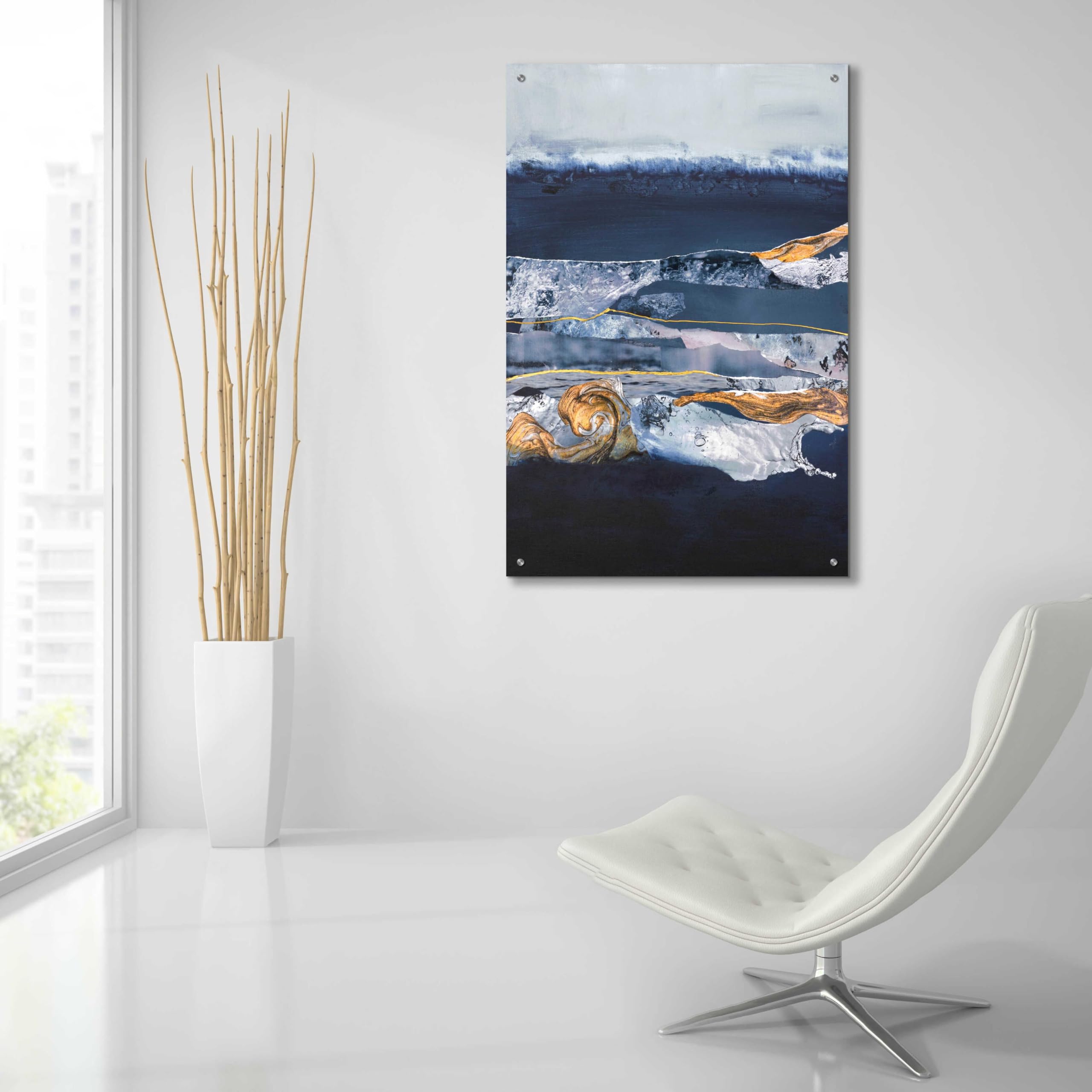 Epic 'Element Water' Acrylic Glass Wall Art by Design Fabrikken - 24x36 Inches Modern Abstract Painting for Living Room, Bedroom & Office Decor