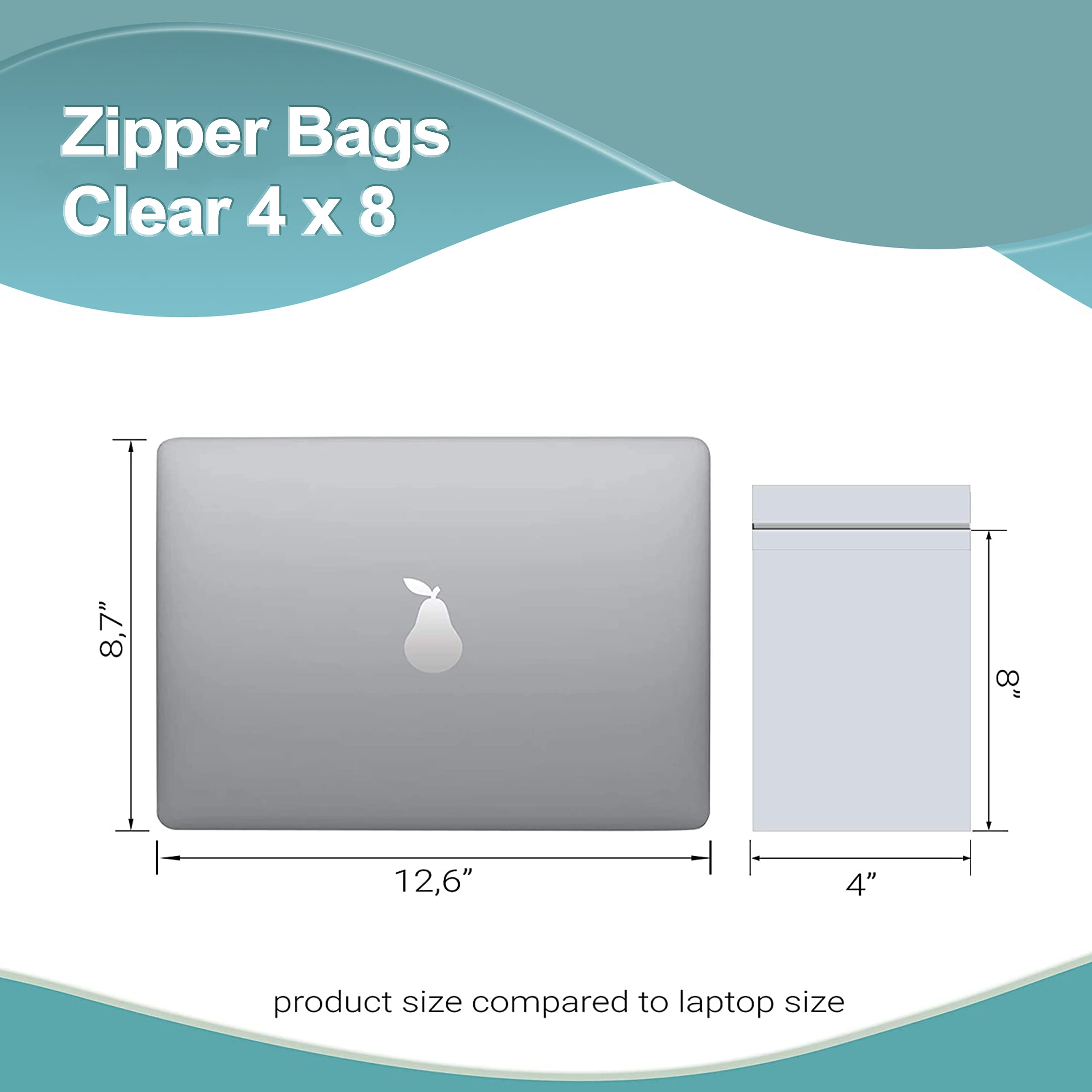APQ 4x8 Inches Clear Reclosable Zipper Bags - 1000 Pack of 2 Mil Thick Waterproof Plastic Storage Bags with Secure Zipper Closure for Jewelry, Crafts, Industrial Use & Organizing Small Items