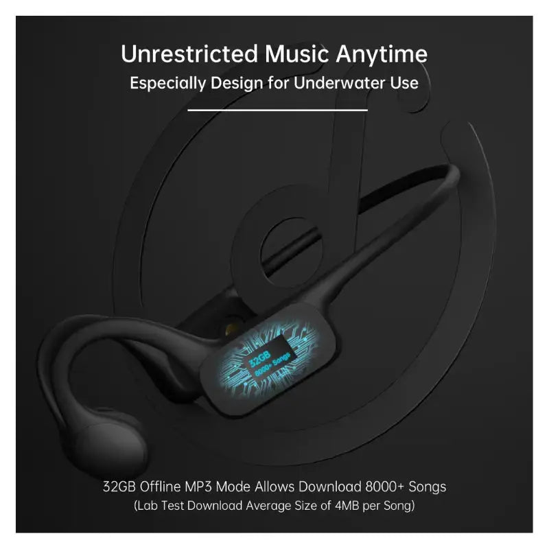 W22 Waterproof Bone Conduction Headphones for Swimming - Wireless Bluetooth MP3 Music Player with 8GB Storage - Perfect for Pool, Beach & Open Water Swimming