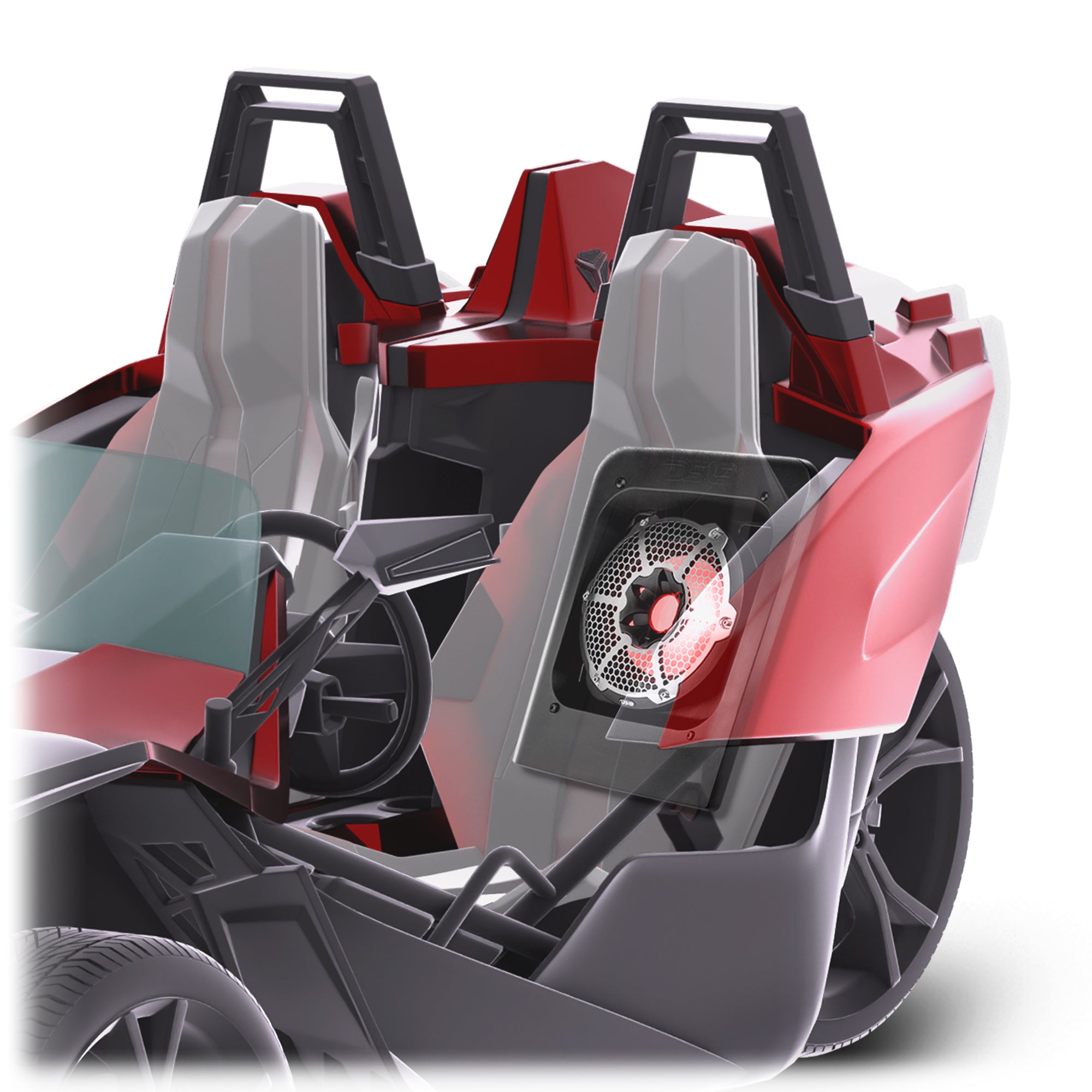 Polaris Slingshot Rear Subwoofer Enclosure with NXL 10SUB/BK & RGB LED Lights - Compatible with 2015+ Models (Driver/Passenger Side) | Premium Bass Audio Upgrade for Road Trips & Outdoor Adventures