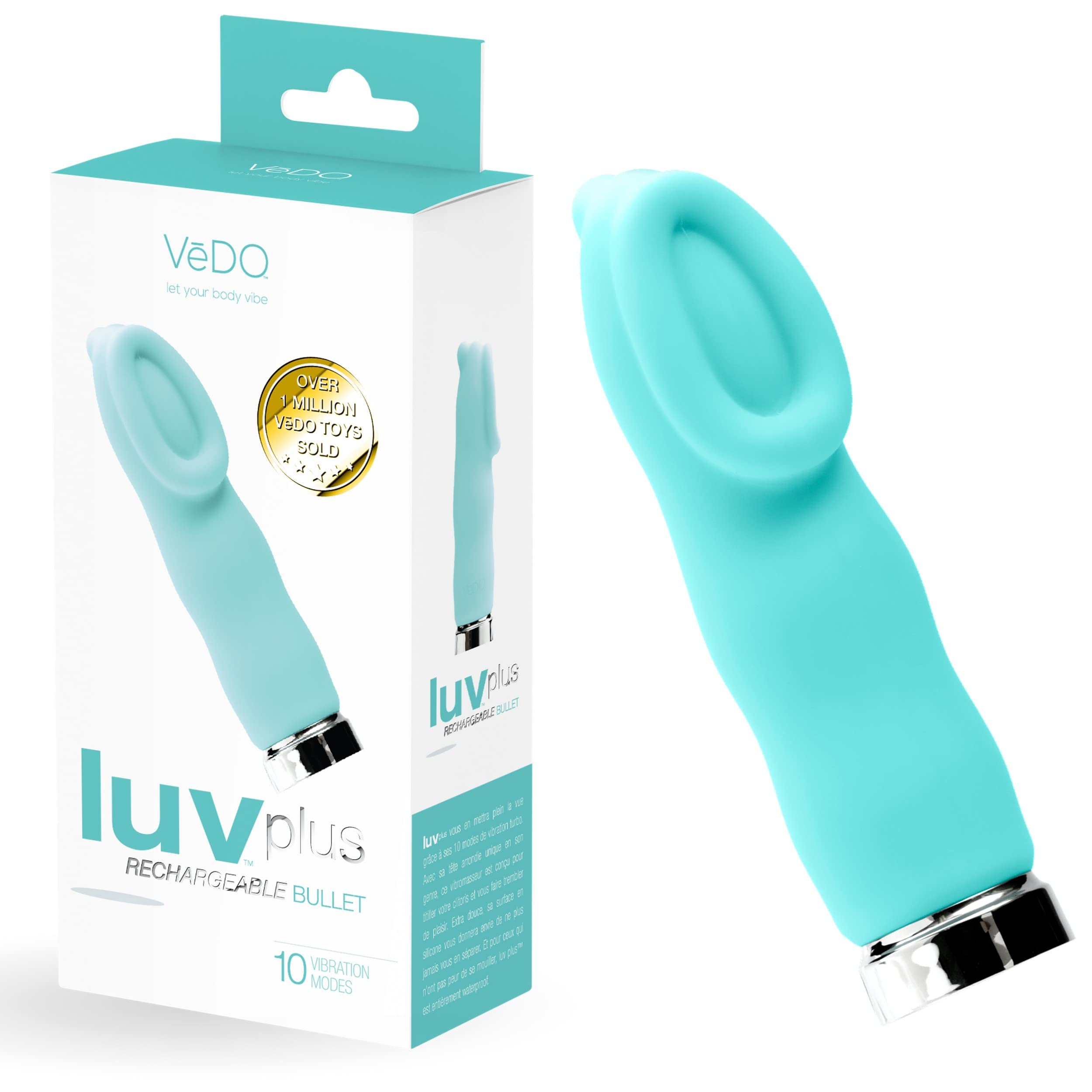VeDO LUV Plus Rechargeable Bullet Vibrator - Powerful Clitoral Stimulator for Women, Waterproof & Ultra-Quiet Adult Sex Toy (Turquoise) - Perfect for Solo Play & Couples Intimacy