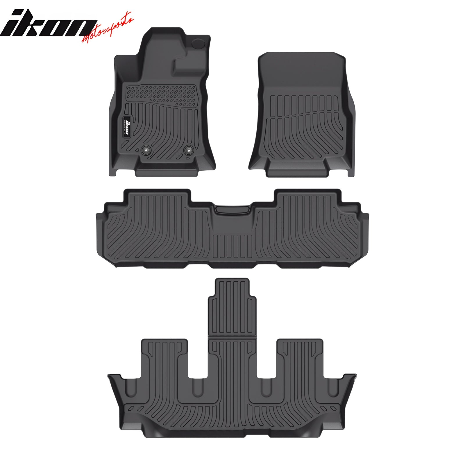 IKON Custom 3D All-Weather Floor Mats for 2019-2025 Subaru Ascent (2nd Row Bench) - 4-Piece Set - Heavy Duty Carpet Protection Liners - Perfect for Family Road Trips & Outdoor Adventures