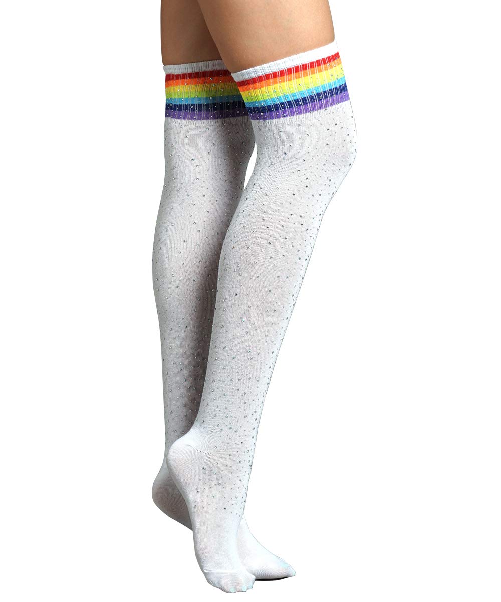 Lookswe Women's Over Knee High Socks - Sexy Sparkle Rhinestone Stockings for Party, Cosplay & Casual Wear | Long Thigh High Socks for Women