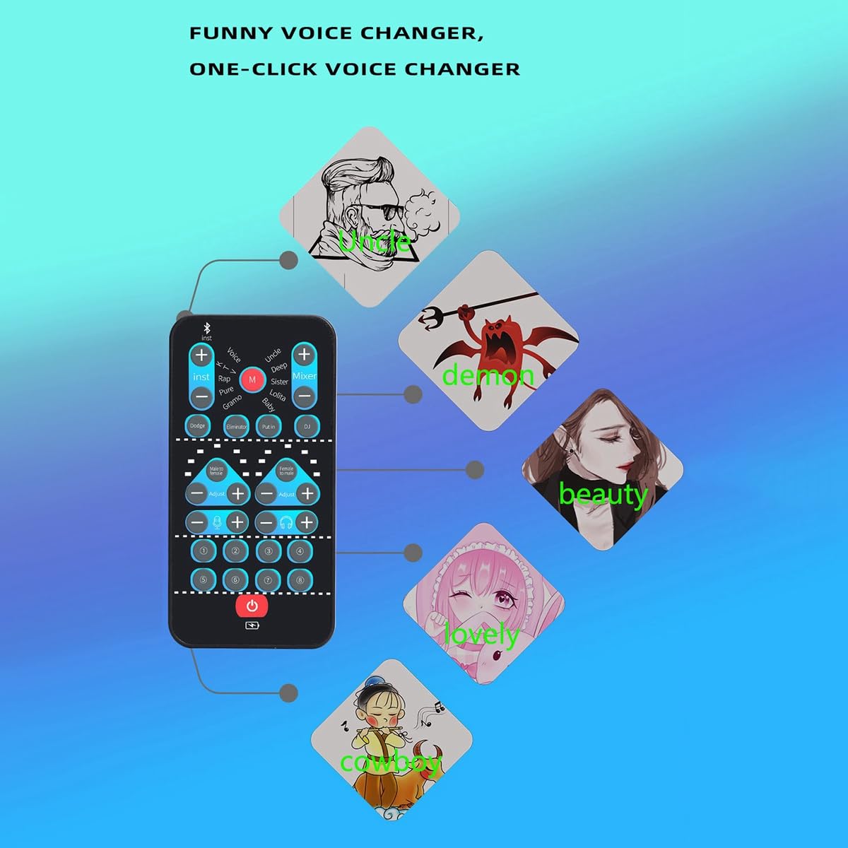 RazyPuy Mini Voice Changer Card - 16 Different Voice Effects & Multi-Language Support for Gaming, Singing, Phone Calls & Live Streaming | Perfect for Content Creators, Prank Calls & Online Entertainment