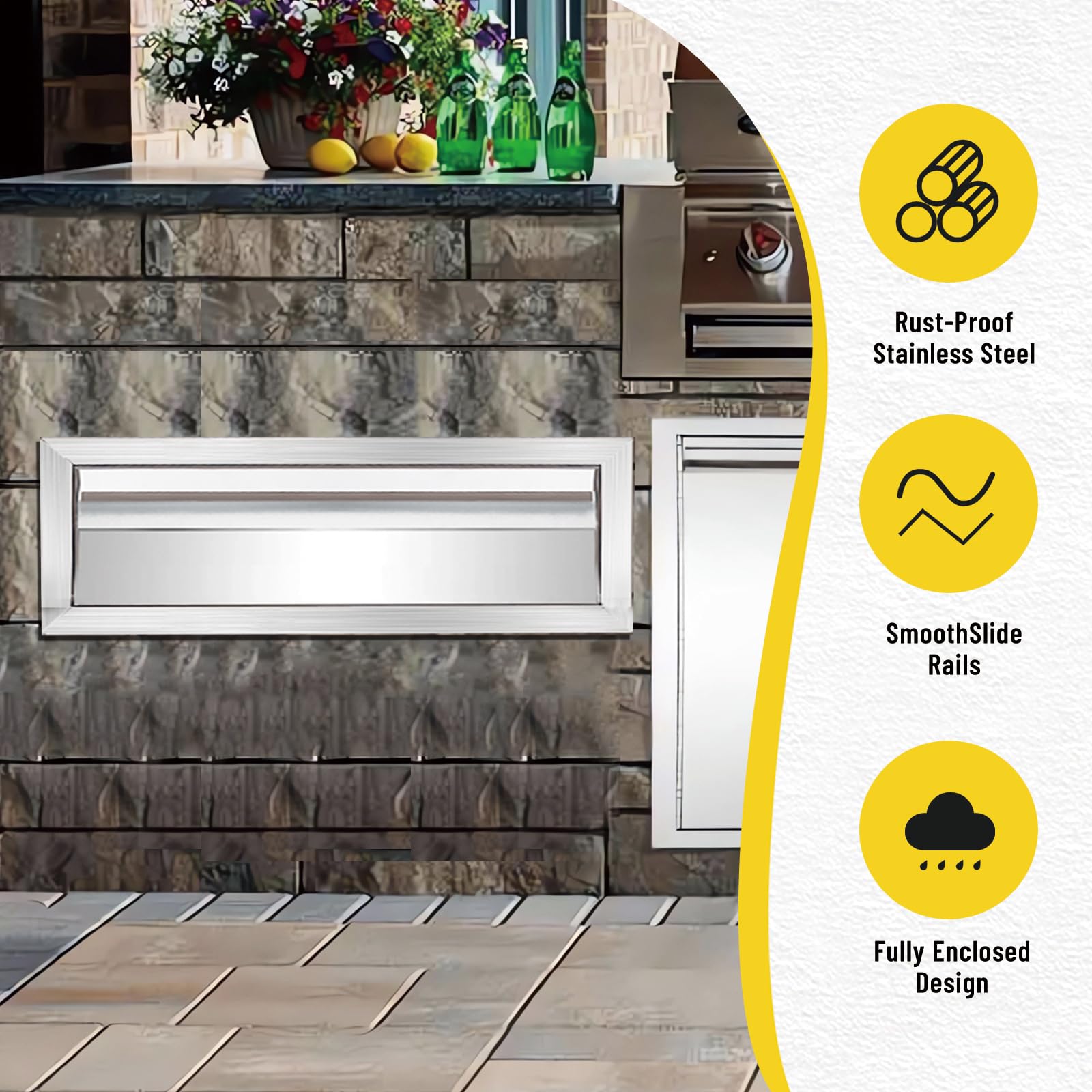 Stainless Steel Outdoor Kitchen Drawer with Partition - 30
