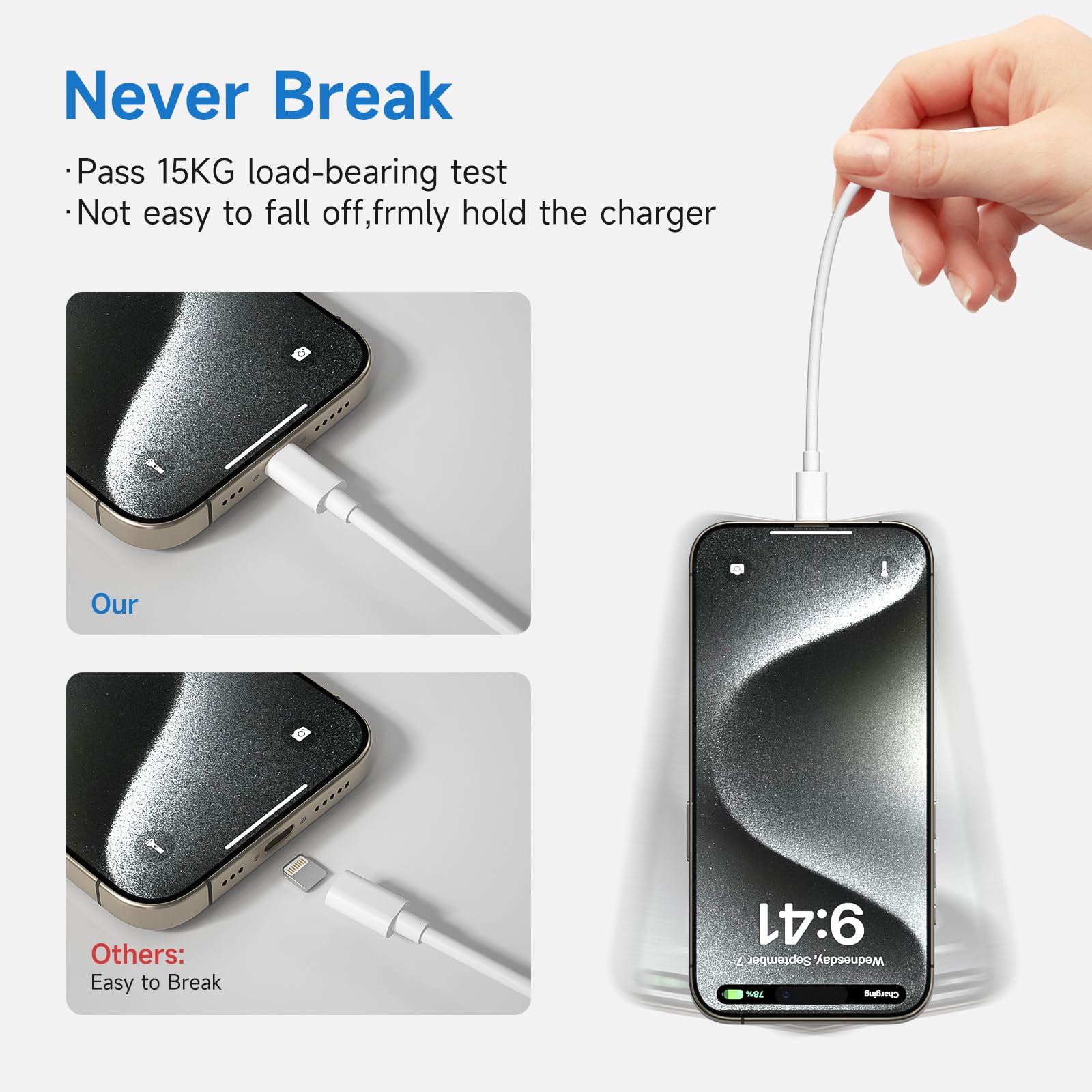 3-Pack MFi Certified iPhone Charger Cable & USB Wall Charger - Fast Charging & Data Sync for iPhone 14 Pro/13 Pro/12/12 Pro Max/11 Pro Max/XS Max/XR/X/8 - Perfect for Travel, Home & Office Use