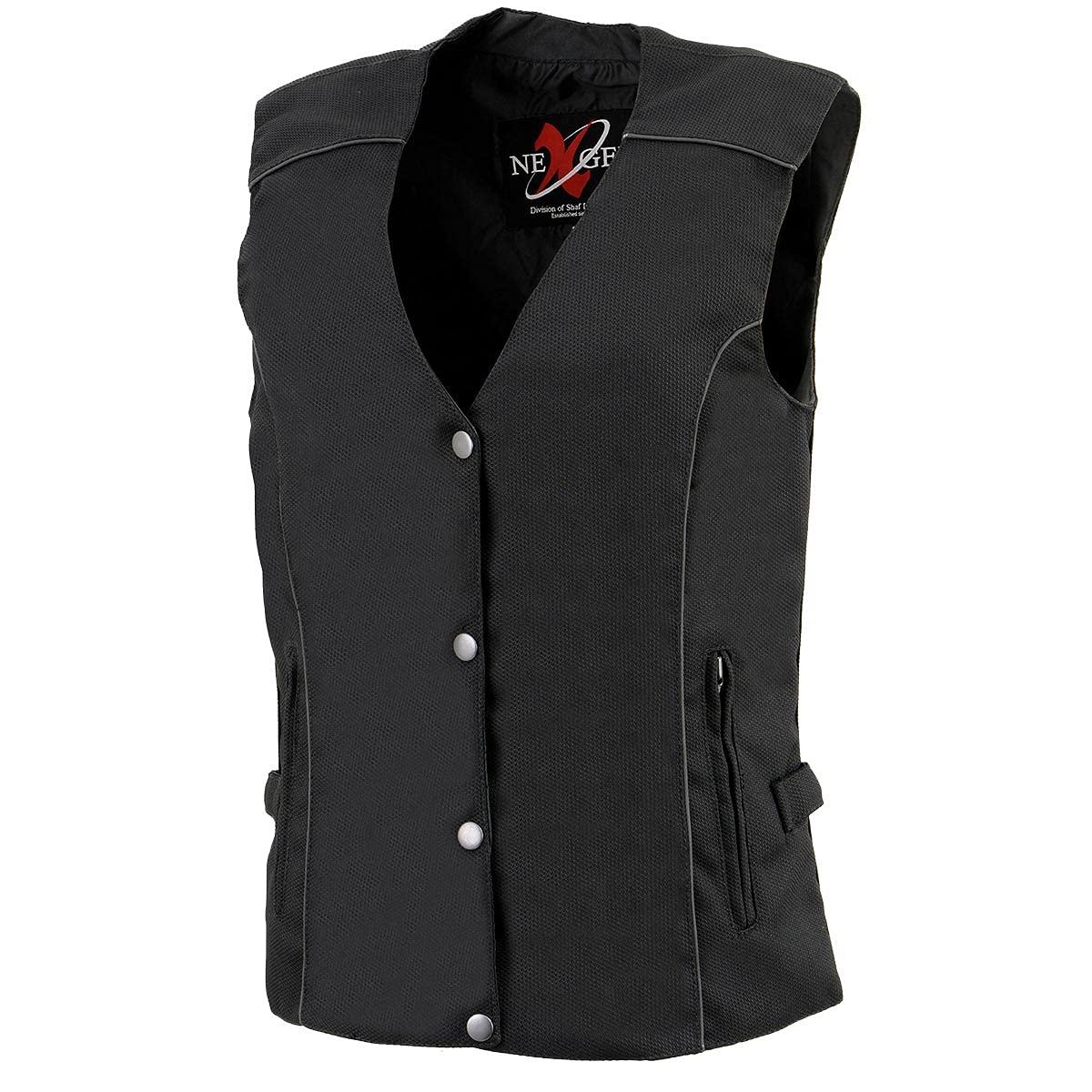 Milwaukee Leather SH1955 Women's Black Textile Vest with Wing Embroidery - Stylish Motorcycle Riding Gear for Ladies Biker Fashion