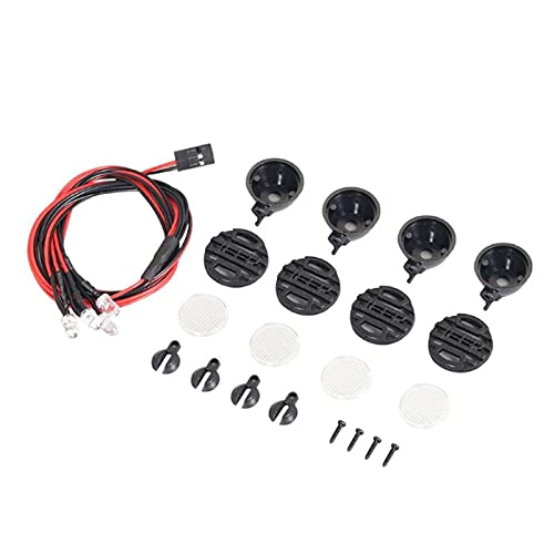 1/10 Scale RC Car Replacement LED Light Set with Lampshades - 4 White Lights for RC Track Vehicles (Color: B) | Perfect for Night Racing & Off-Road RC Models