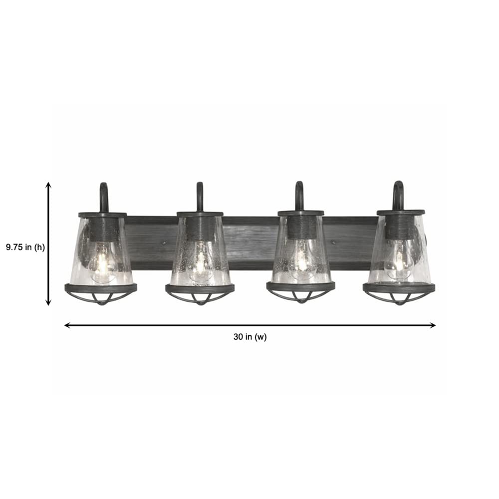 Designers Fountain 87004-WI 30 Inch Darby 4-Light Bathroom Vanity Light Fixture in Weathered Iron Finish - Perfect for Modern Farmhouse, Rustic, or Industrial Style Bathrooms