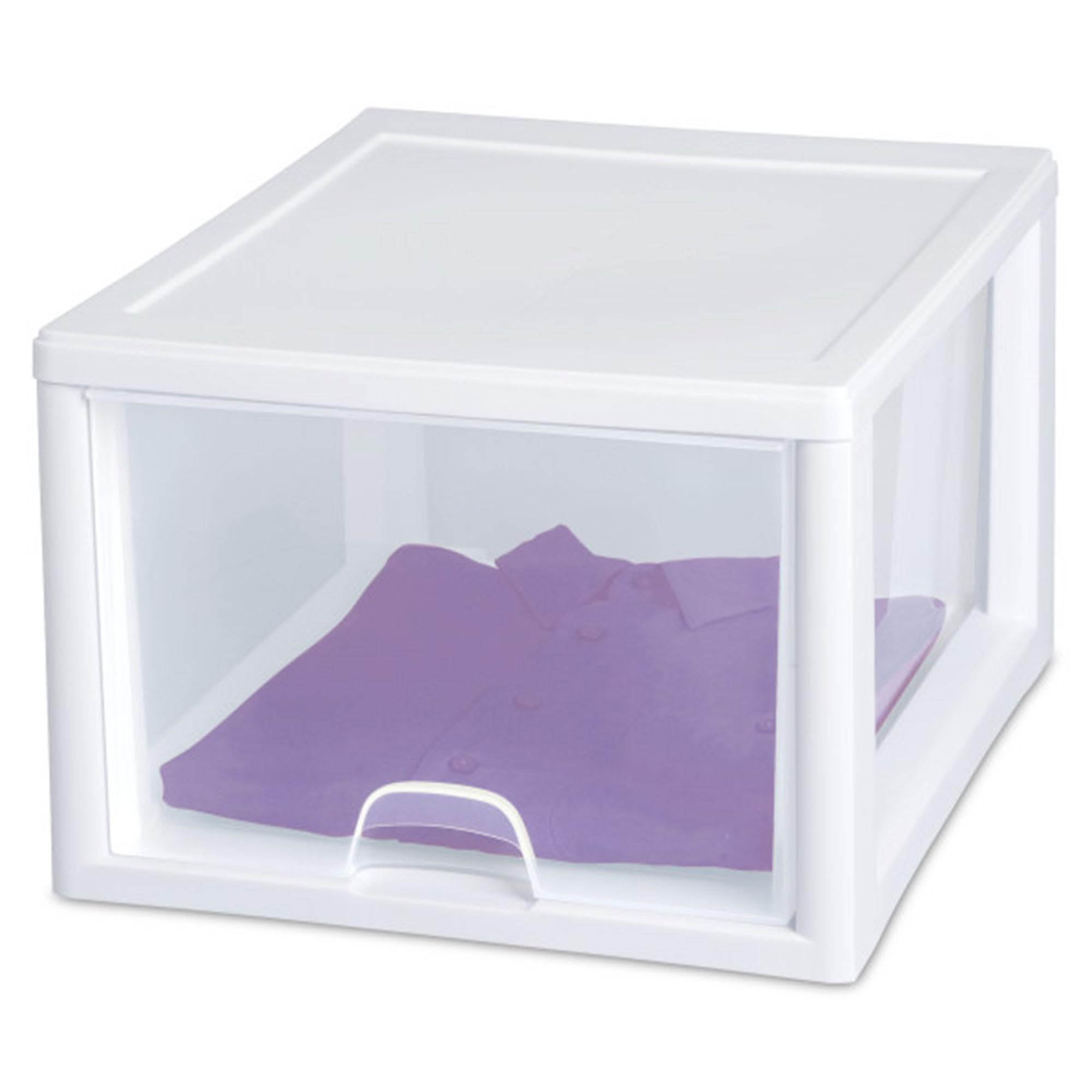 Sterilite 12-Pack Clear Stackable Plastic Drawers with White Frame - 27 Quart Storage Bins for Closet Organization | Perfect for Bedroom, Office & Kids Room Storage Solutions