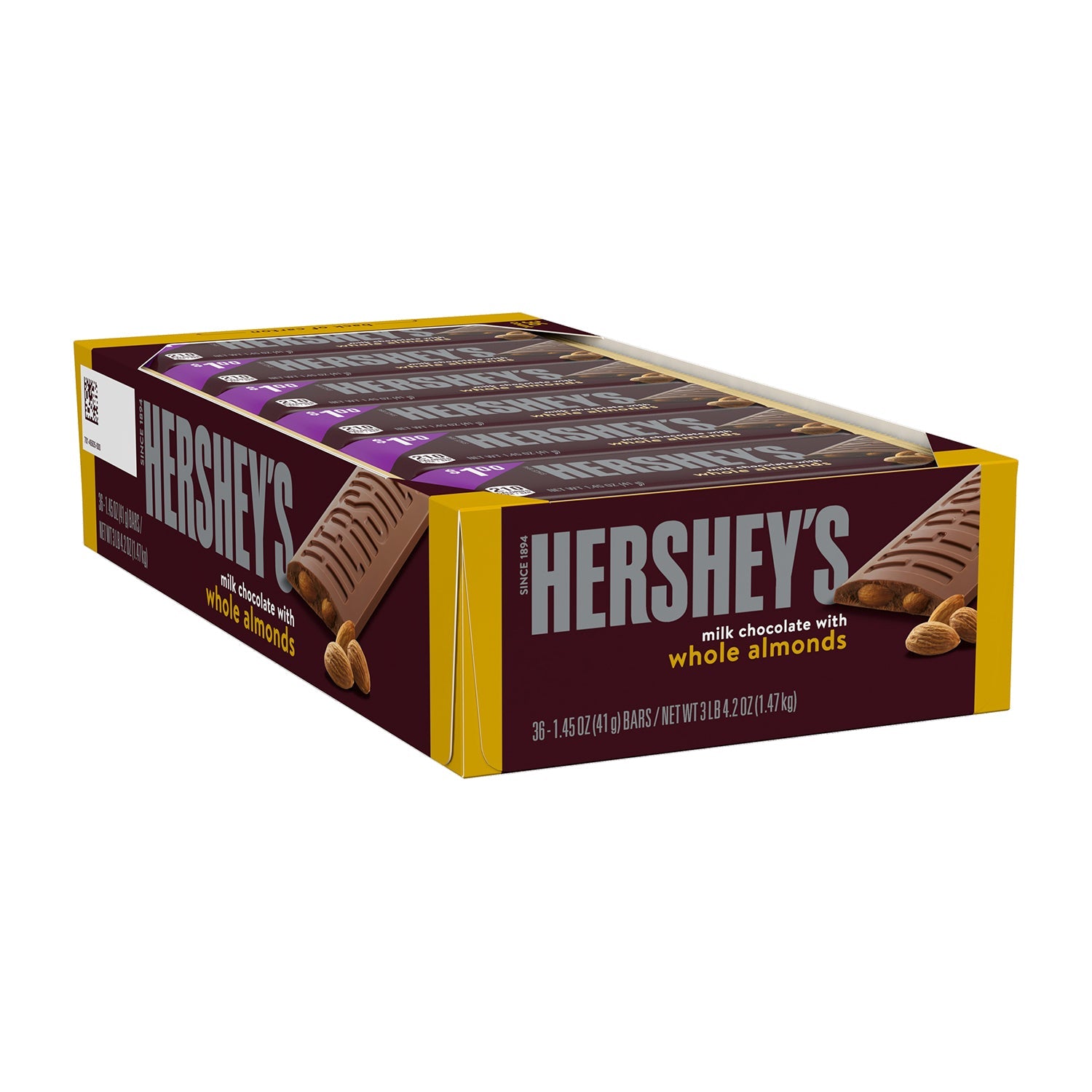 Hershey's Milk Chocolate with Almond Bars - 36 Count Bulk Box | Perfect for Parties, Gifts & Snacking