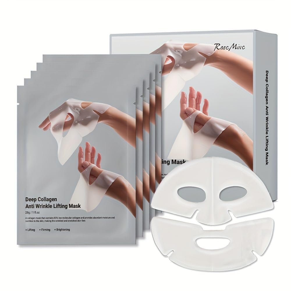 **Collagen Face Mask for Wrinkles – Anti-Aging Bio-Collagen Sheet Mask | Hydrating & Firming Overnight Treatment for Moisturizing & Tightening Skin | Perfect for Nighttime Skincare Routine & Spa Days**