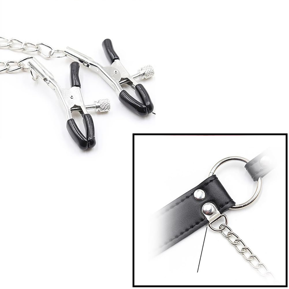 Pink BDSM Ball Gag & Nipple Clamps for Fetish Play
