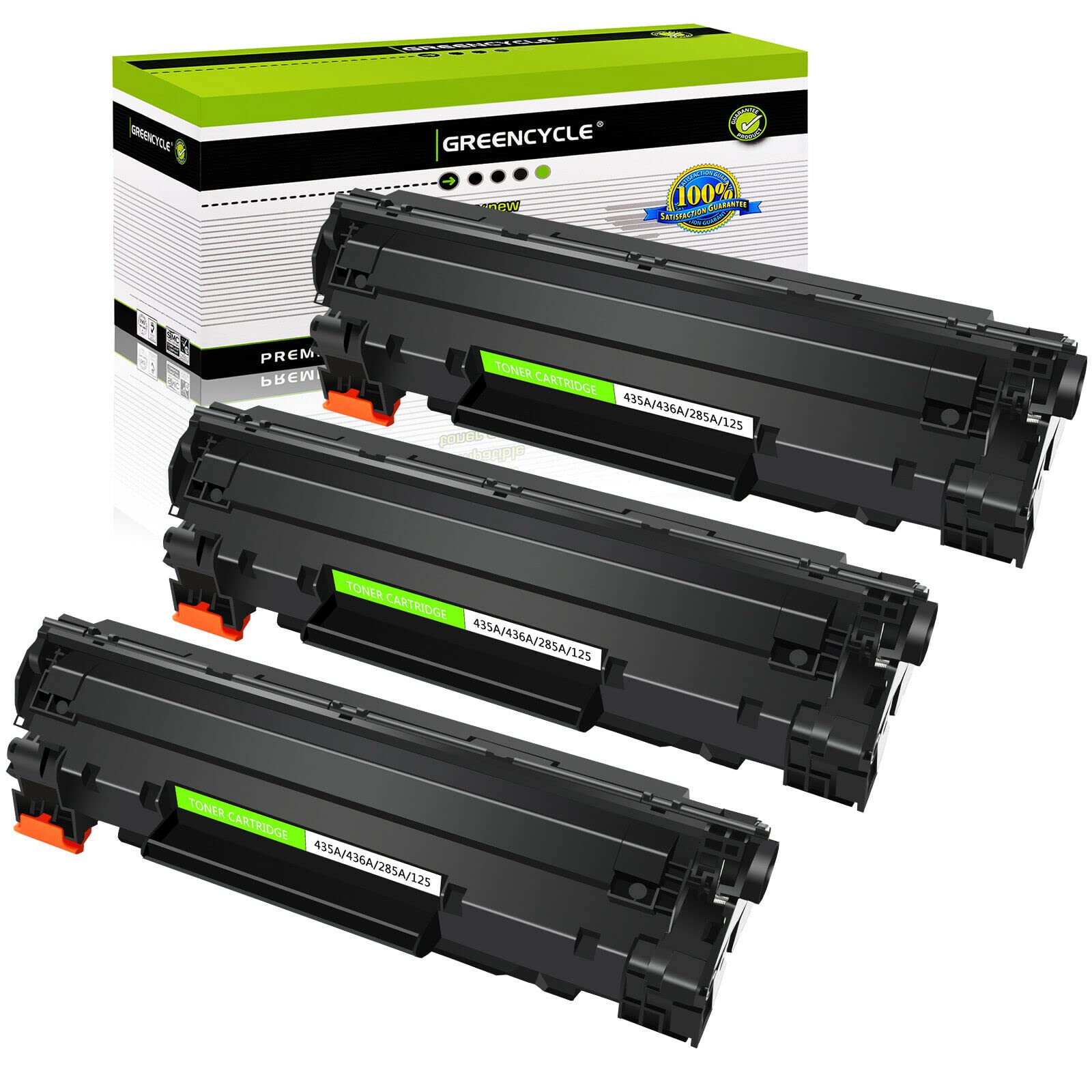 Greencycle 3-Pack Black Laser Toner Cartridge - Compatible with Canon 125/3484B001AA/CRG-125 - Works with Canon ImageClass LBP6000, LBP6030w, MF3010 Printers - Ideal for Home Office & Small Business Printing