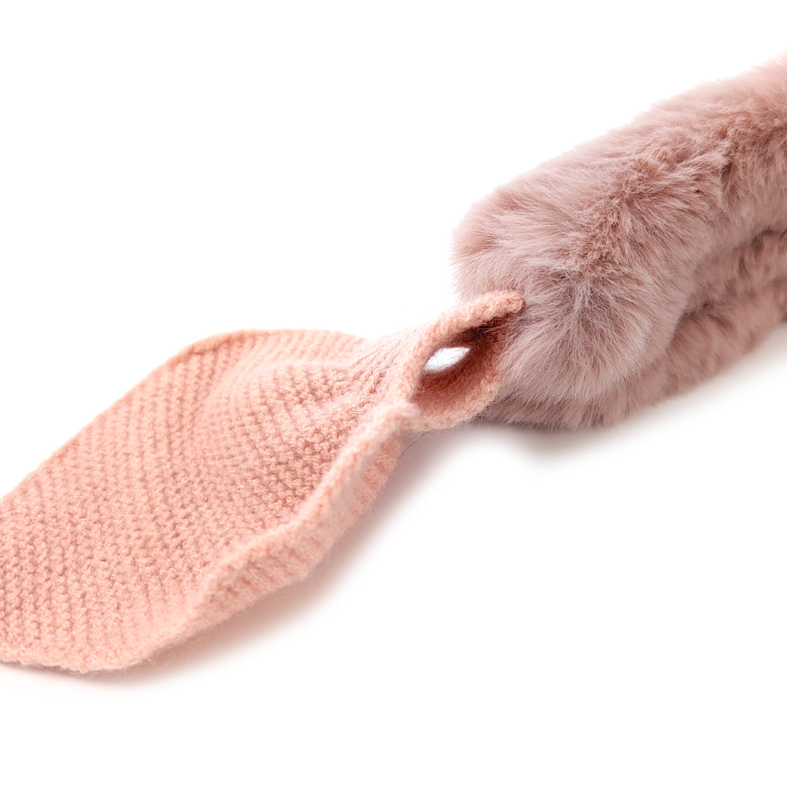 Bela Bela Knitted Tie Faux Fur Collar - Soft Dusky Pink Winter Fashion Accessory for Women | Perfect for Sweaters, Coats & Holiday Outfits