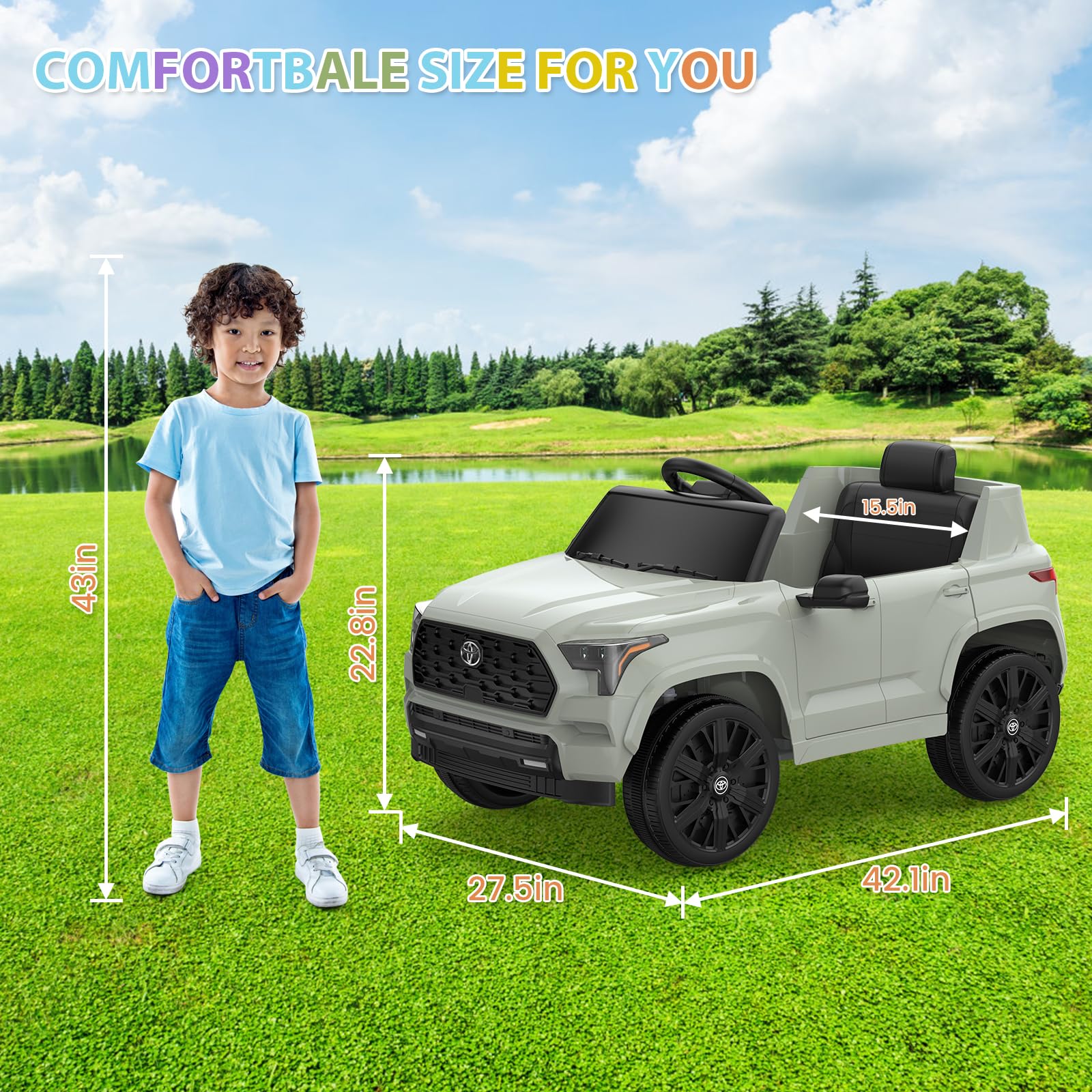 12V Battery Powered Kids Ride on Truck - Licensed Toyota Electric Car for Children with Remote Control, Spring Suspension, LED Lights & Music | 3 Speed Modes | Outdoor Play, Birthday Gifts, Backyard Fun
