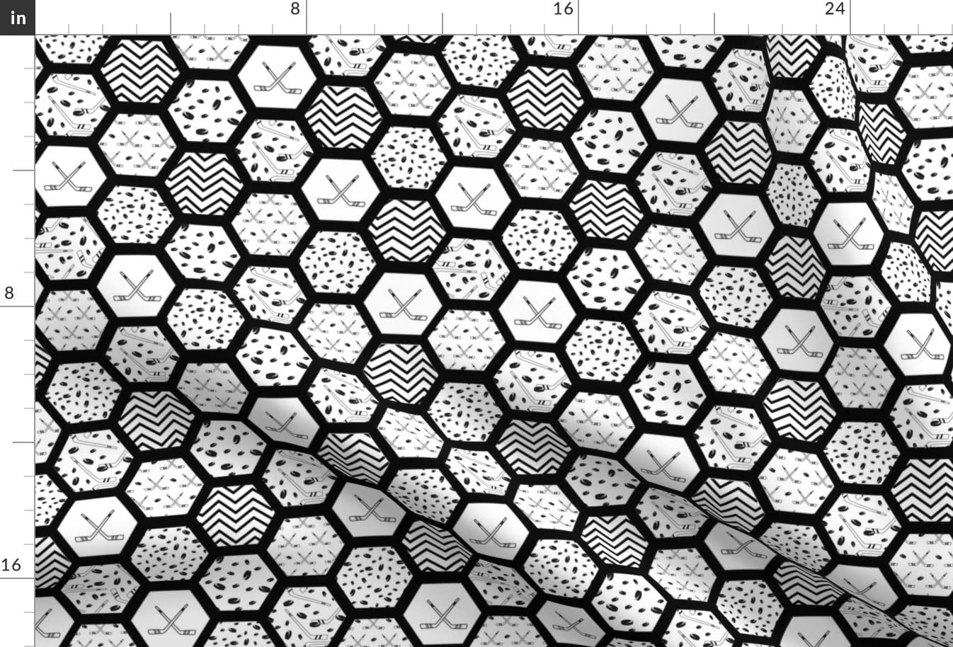 Hockey Sports Hexagon Quilt Topper - Printed Minky Fabric Fat Quarter for Baby Blankets, Quilt Backing & Sewing Projects - Soft Plush Wholecloth Cheater Quilt Patchwork - Perfect for Nursery Decor, DIY Crafts & Cozy Home Textiles