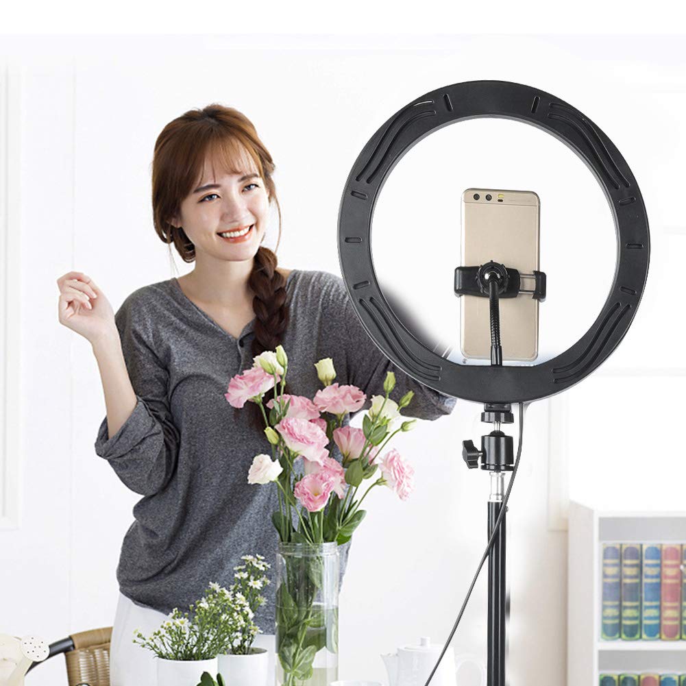 10 Inch Dimmable LED Ring Light with Foldable Tripod & Phone Holder - Perfect for Indoor/Outdoor Photography, Video Shooting, YouTube, TikTok, and Live Streaming