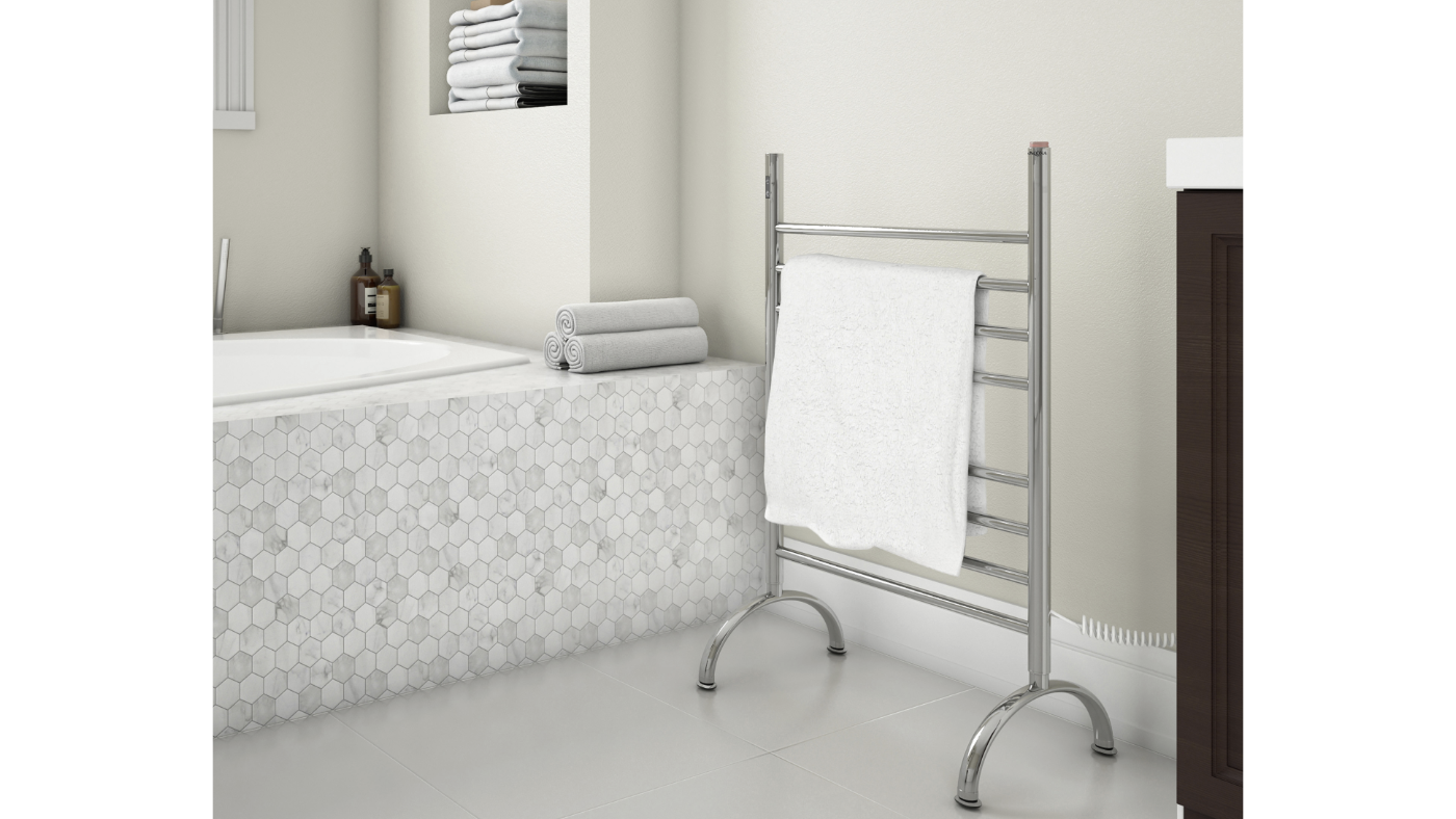 Essentia OBT 8 Bar Brushed Stainless Steel Wall Mounted Towel Warmer with Built-in Timer - Perfect for Bathrooms, Spas & Luxury Homes