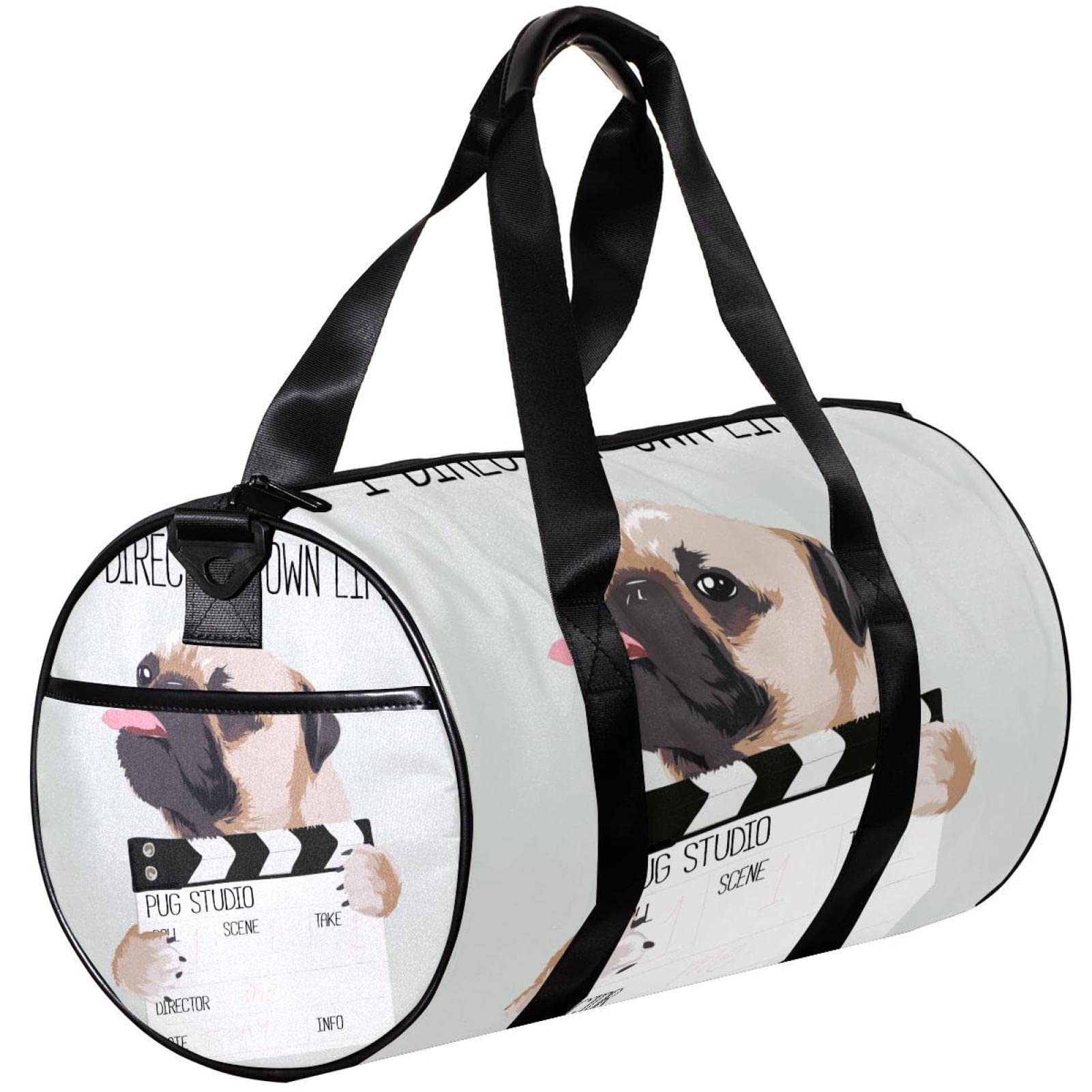Pug Dog Travel Duffel Bag - 'I Direct My Own Life' Gym & Sports Bag for Men & Women - Small Weekender Overnight Bag for Gym, Travel & Workout