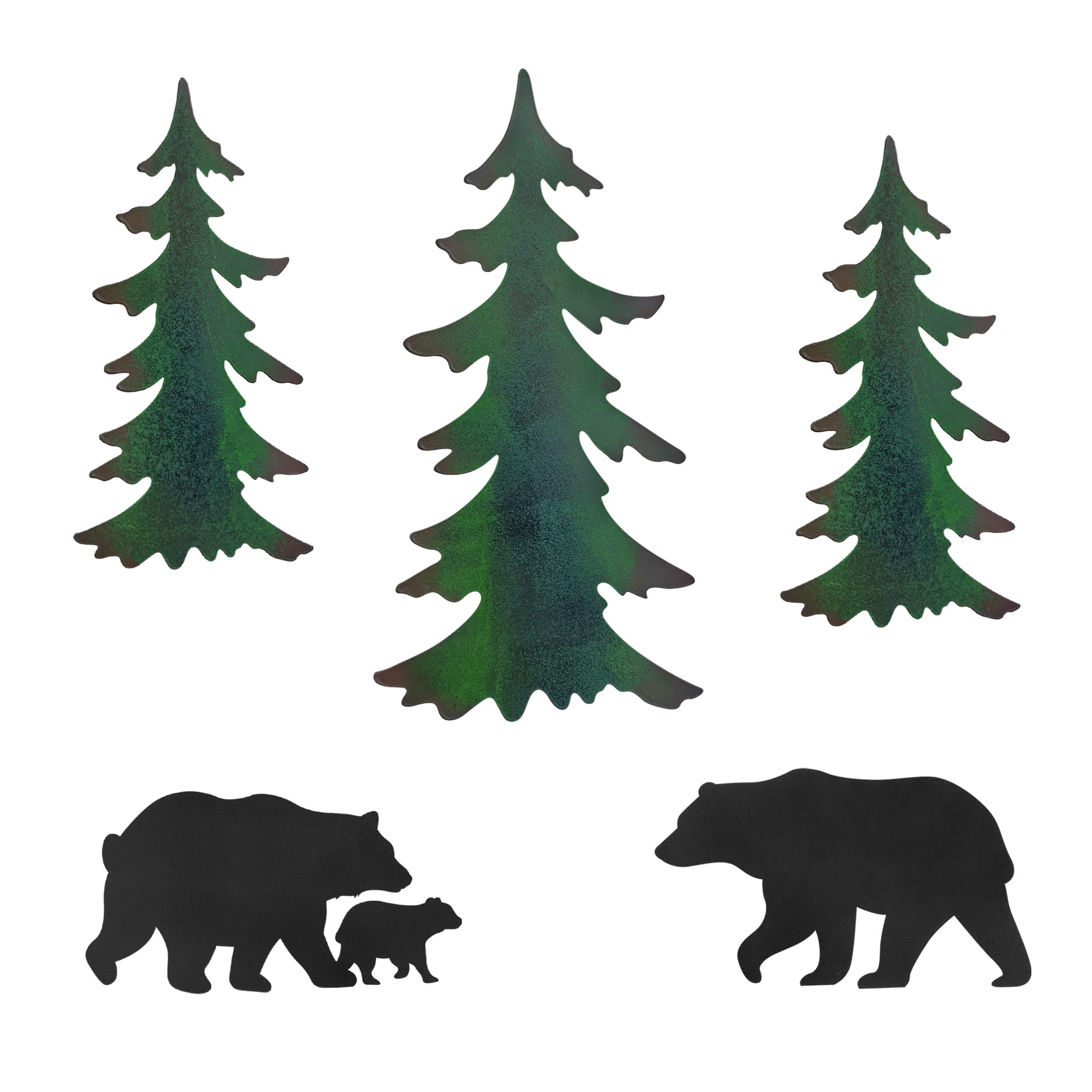 Limygus 5-Piece Bear Pine Metal Wall Art Set - Rustic Forest Decor for Home, Bedroom, Office & Outdoor Spaces | Antique-Style Hanging Wall Decorations for Cabin, Lodge & Nature-Themed Interiors