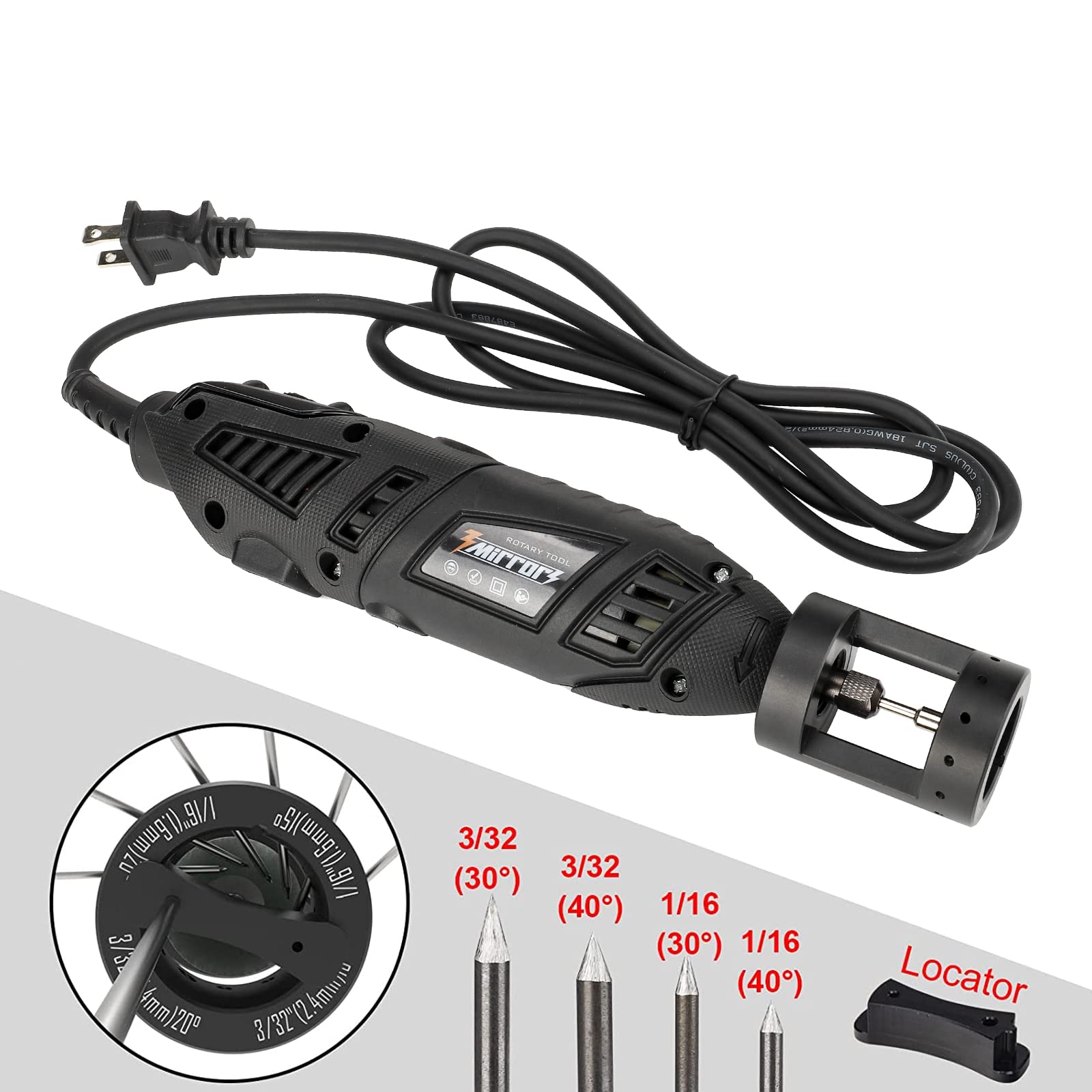 3Mirrors Professional Tungsten Electrode Sharpener Grinder - TIG Welding Rotary Tool with 12 Guides, Flat Grinding Block, Cut-Off Slot, Multi-Angle Adjustments - Includes 5 Double-Sided Diamond Wheels & 2 CNC Mandrels - Perfect for Precision Welding, Metal Fabrication & DIY Projects