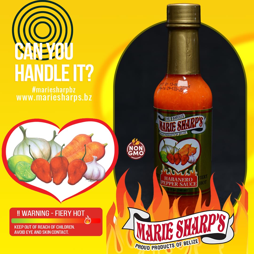 Marie Sharp's Hot & Fiery Habanero Pepper Sauce Combo Pack - 2 Bottles (5oz Each) - Spicy Condiment for Tacos, Wings & BBQ - Authentic Belizean Flavor