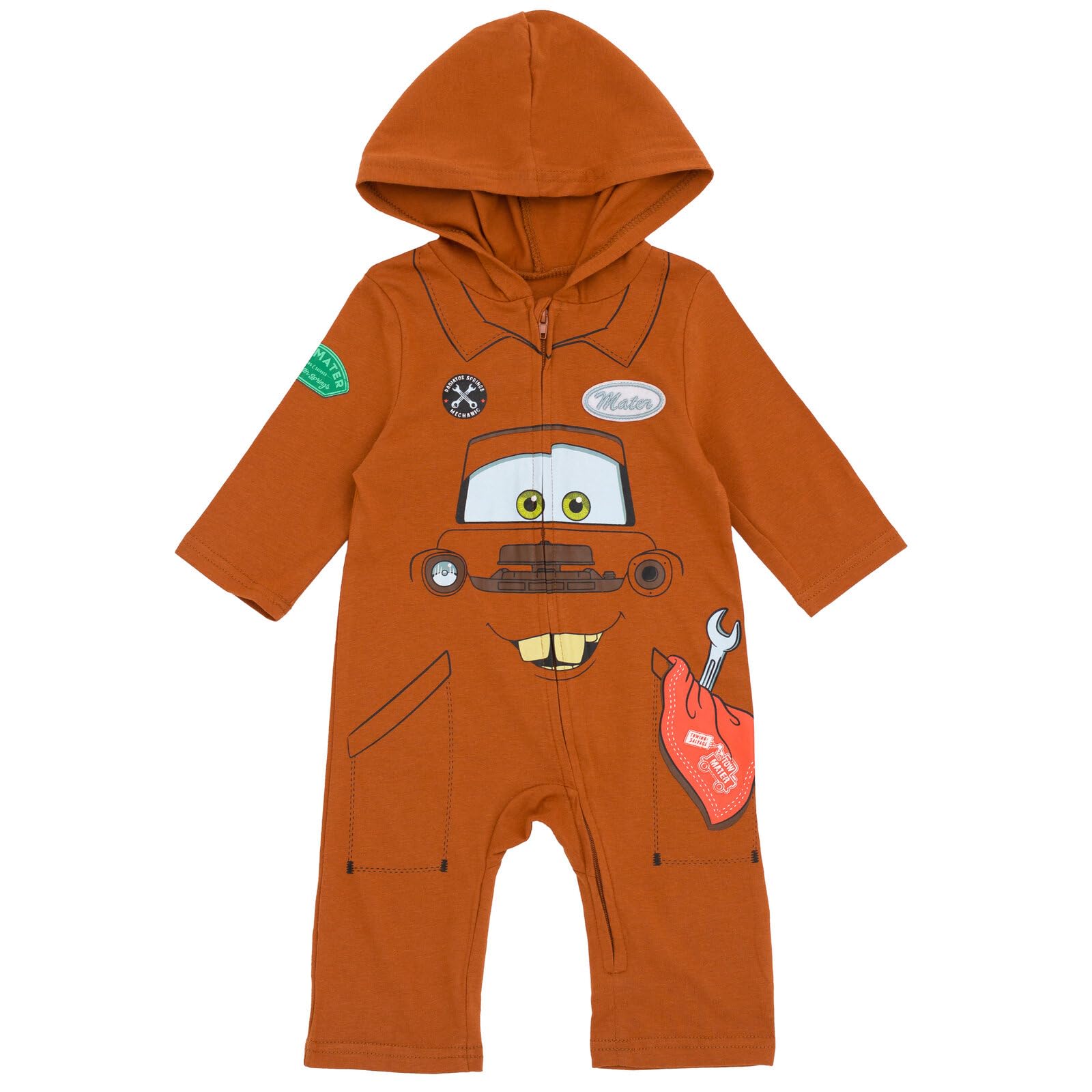 Disney Pixar Cars Tow Mater & Lightning McQueen Zip-Up Coverall Jumpsuit for Newborn to Toddler - Perfect for Halloween Costume, Birthday Party & Cosplay