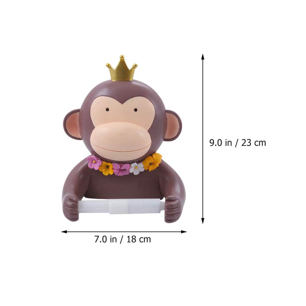 Monkey Roll Paper Holder - Retractable Wall-Mounted Tissue Dispenser for Bathroom, No Drill Resin Toilet Paper Stand with Decorative Monkey Figure - Perfect for Home, Office, and RV Use