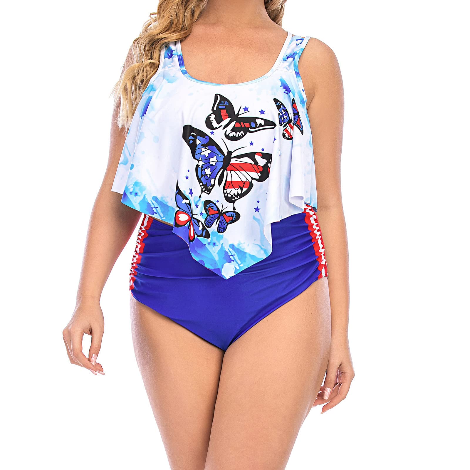 Vintage Retro Swimsuit for Women - Plus Size High Waisted Bikini Set with Side Split Design | Beach Vacation, Pool Party & Summer Swimwear Fashion