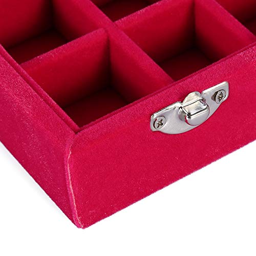 Vikye 24-Slot Nail Art Storage Box with Adjustable Dividers - Jewelry Organizer for Rings, Beads & Nail Decorations (Rose Red) | Perfect for Salon, Home & Travel Organization