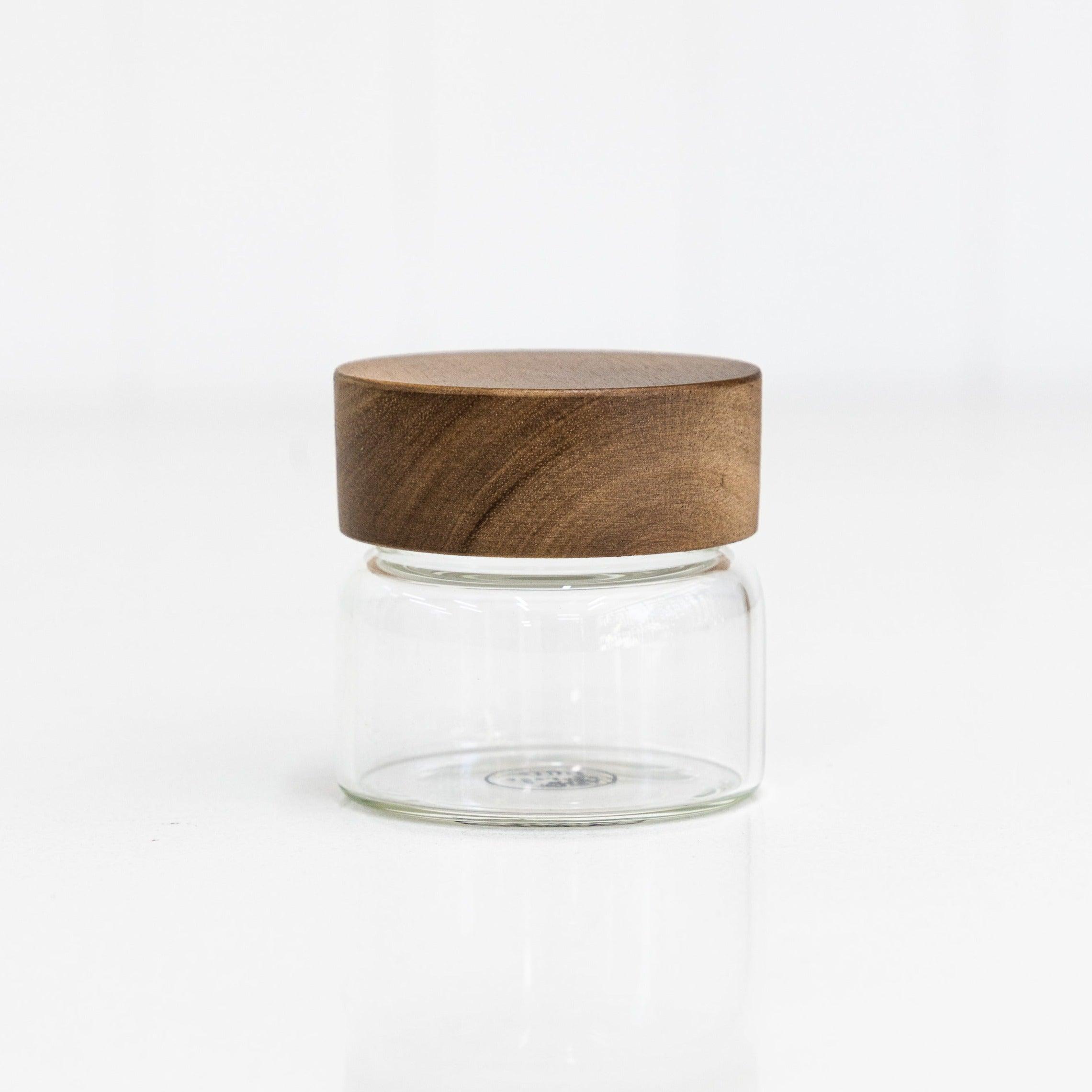 Premium Acacia Wood Lid Glass Jar - 100ml Airtight Container for Spices, Tea, Coffee & Kitchen Storage | Eco-Friendly Home & Office Decor