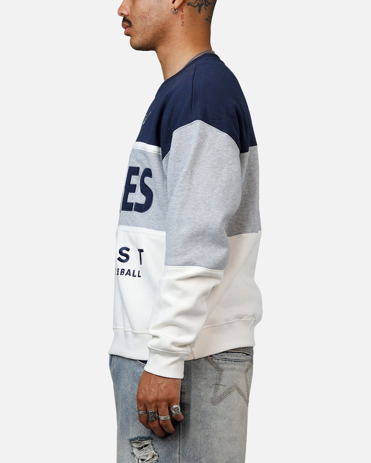 47 Brand New York Yankees On Five Crewneck Sweatshirt - Navy & Grey - Men's Casual Baseball Fan Apparel for Game Day & Streetwear