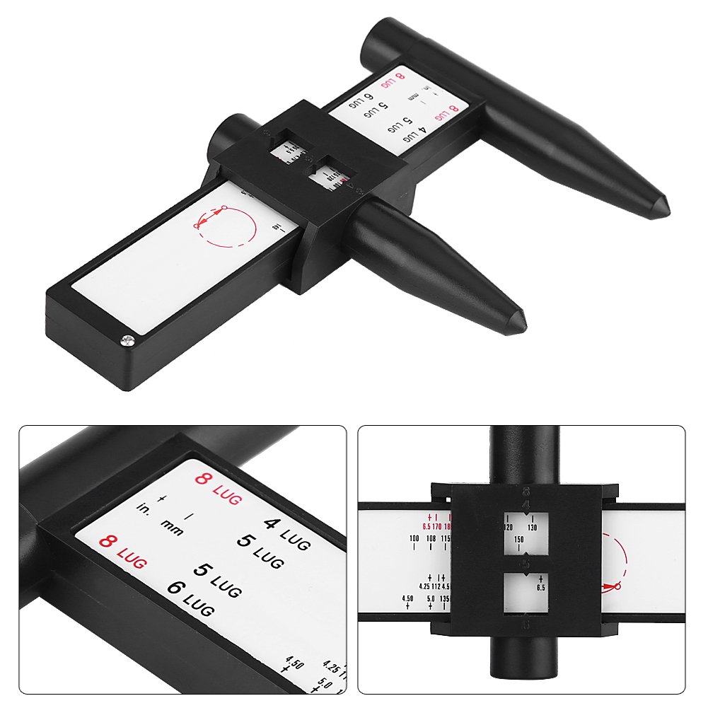 Universal Car Wheel Rim Bolt Pattern Sliding Gauge Tool - PCD Ruler for 4/5/6/8 Lug Wheels - Accurate Wheel Bolt Circle Measurement for Custom Rims & Tire Replacement (Perfect for DIY Auto Repair & Wheel Upgrades)