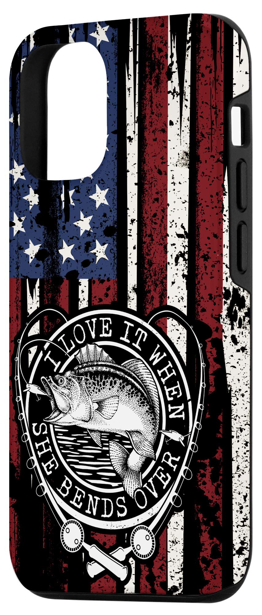 iPhone 12/12 Pro Case with Bass Fishing & American Flag Design - Patriotic Fishing Enthusiast Phone Cover | Perfect for Outdoor Adventures, Fishing Trips & Patriotic Events