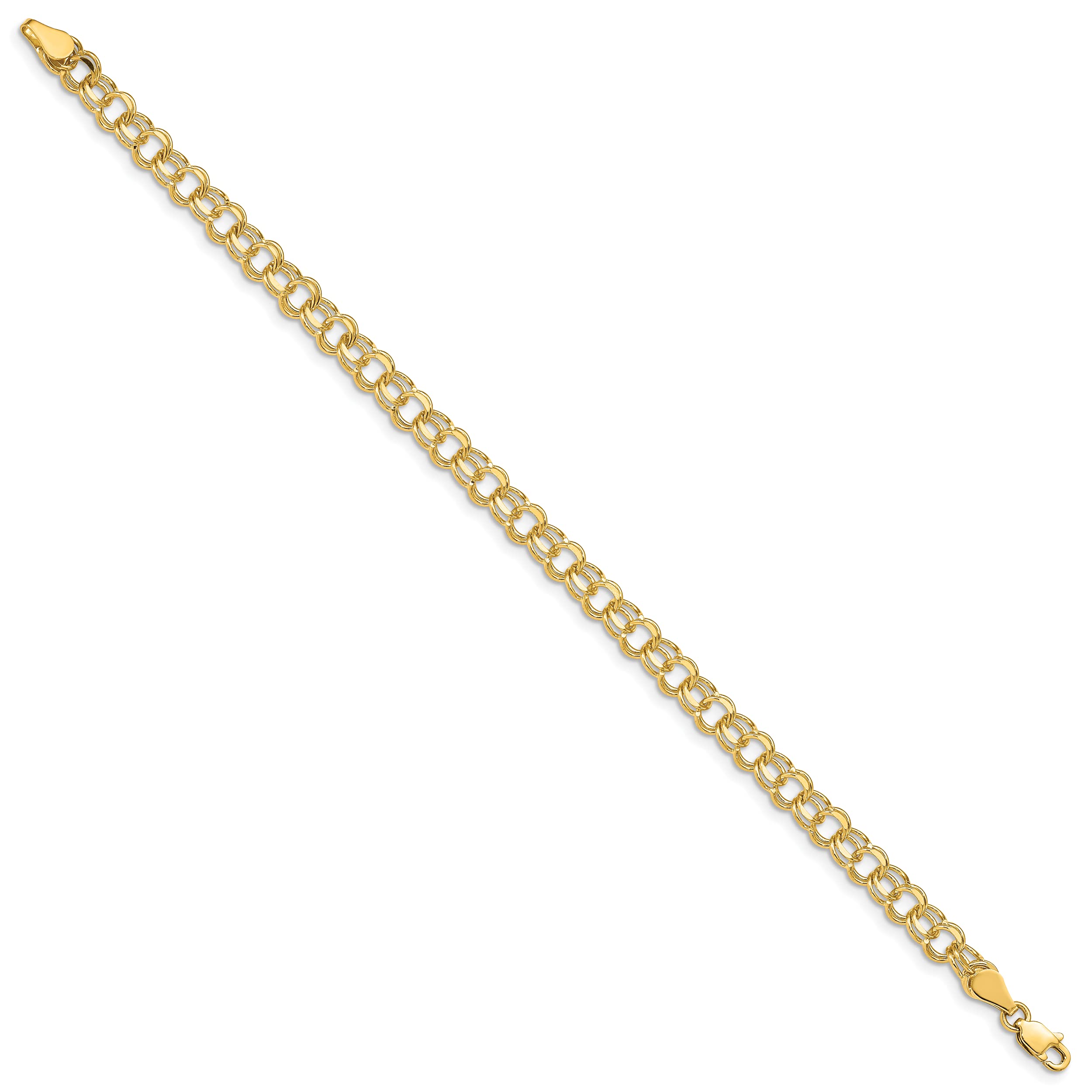 14K Gold Double Link Charm Bracelet for Women - Elegant & Dainty Jewelry Gift for Birthday, Anniversary, Valentine's Day