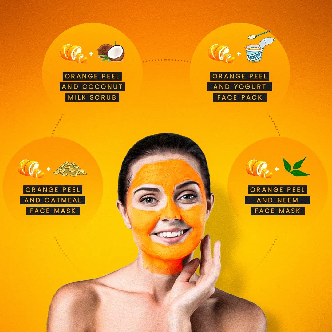 Organic Orange Peel Powder for Hair & Skin Care - 200g (7.05oz) Vitamin C Face Mask | Brightening & Exfoliating Treatment for Glowing Skin | DIY Beauty & Spa Day Essential