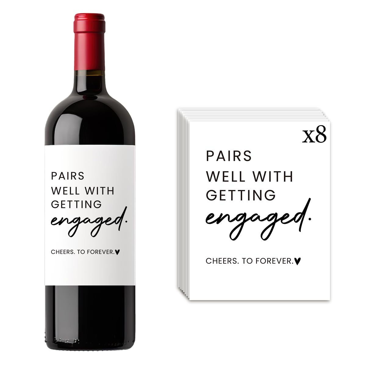 8 Pcs Engagement Wine Labels - Romantic Wedding Proposal & Couples Gifts - Perfect for Engagement Parties, Bridal Showers & Anniversary Celebrations - Wine Bottle Stickers for Engaged Couples - Great for DIY Wedding Decor & Romantic Surprises