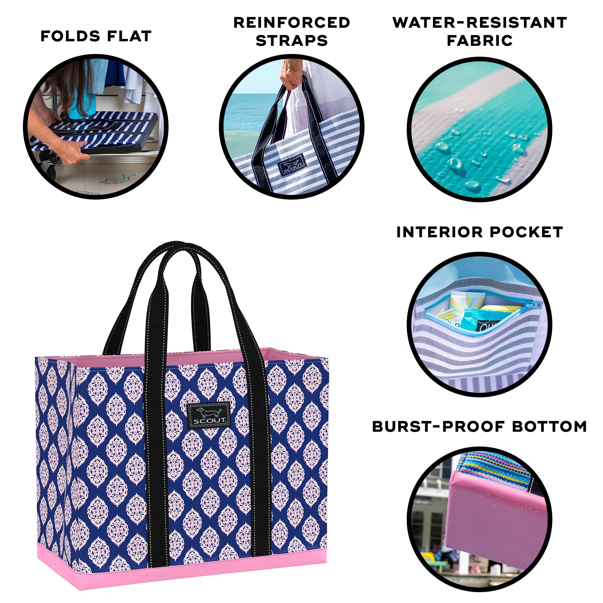Scout Original Deano - Large Utility Tote Bag for Beach, Pool, Work & Shopping - Durable Open Top Carryall for Women & Men - Perfect for Groceries, Picnics, Gym & Travel Essentials