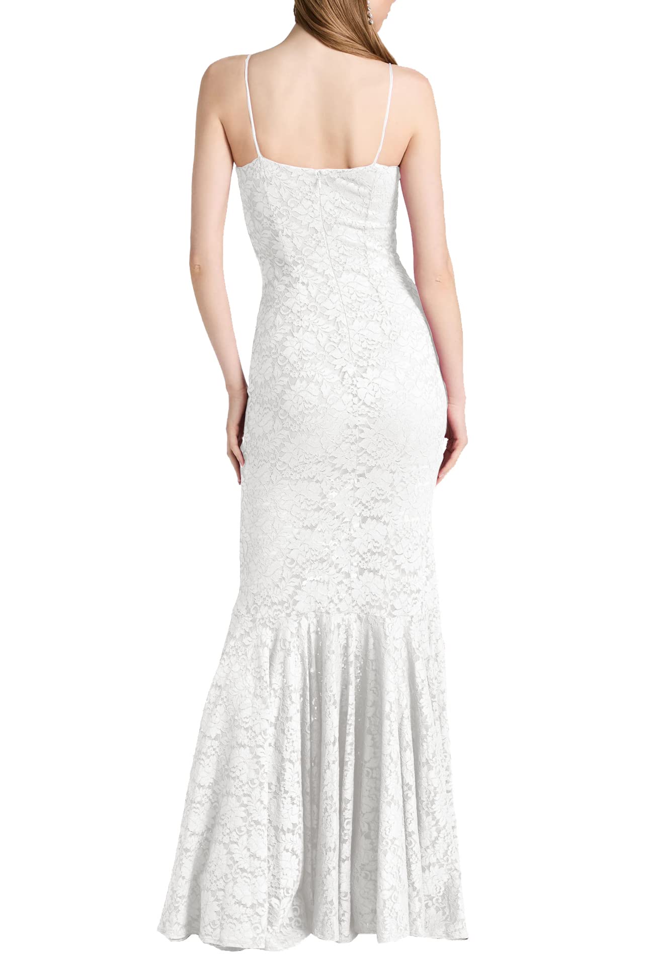Aigeman Women's Floral Lace Spaghetti Strap Mermaid Maxi Dress - Elegant Beach Wedding Guest, Cocktail Party & Evening Gown for Special Occasions