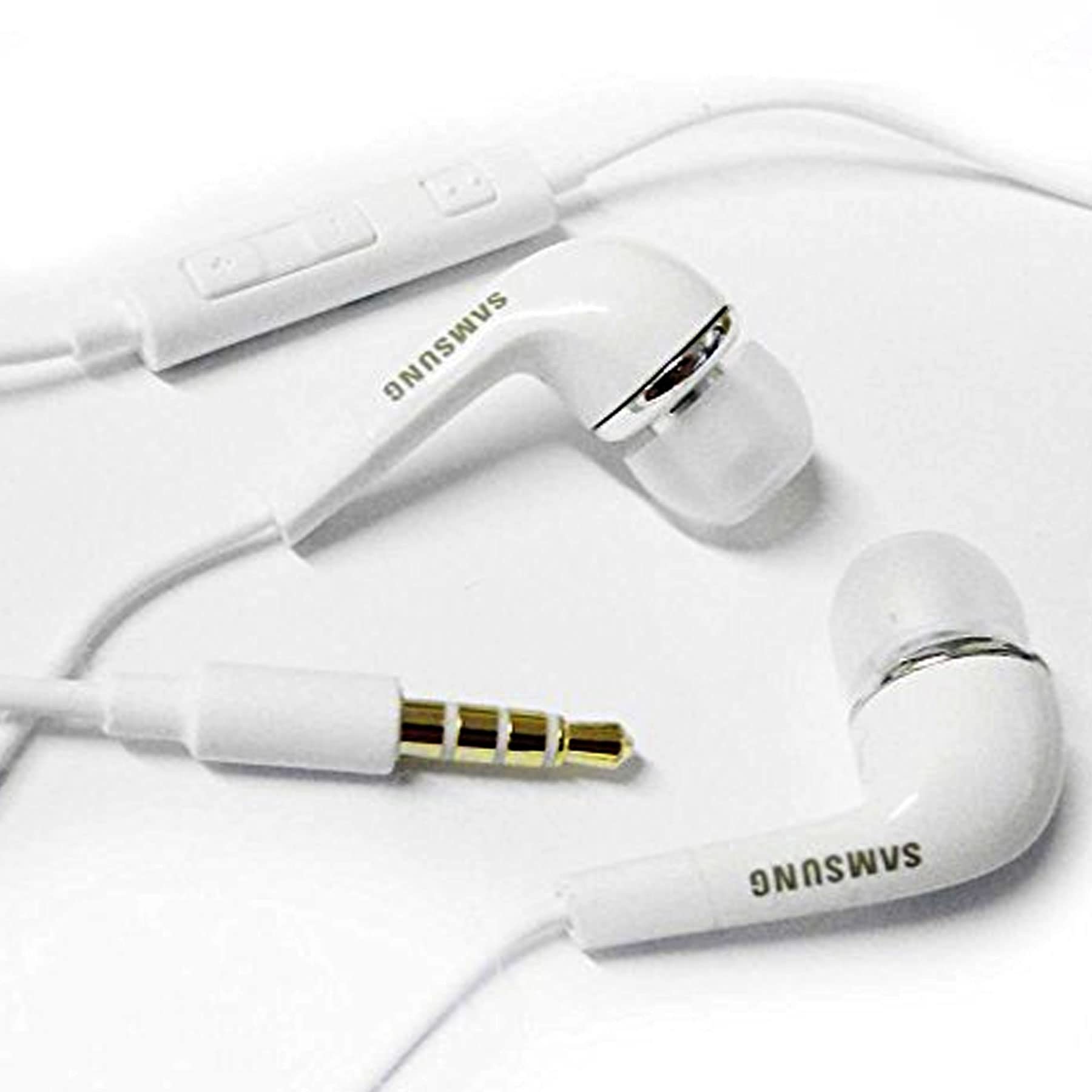 Original Samsung EHS64AVFWE White In-Ear Headphones with Mic - 3.5mm Stereo Headset, Tangle-Free Cable for Samsung Galaxy Devices (Perfect for Gym, Commuting & Hands-Free Calls) [White]