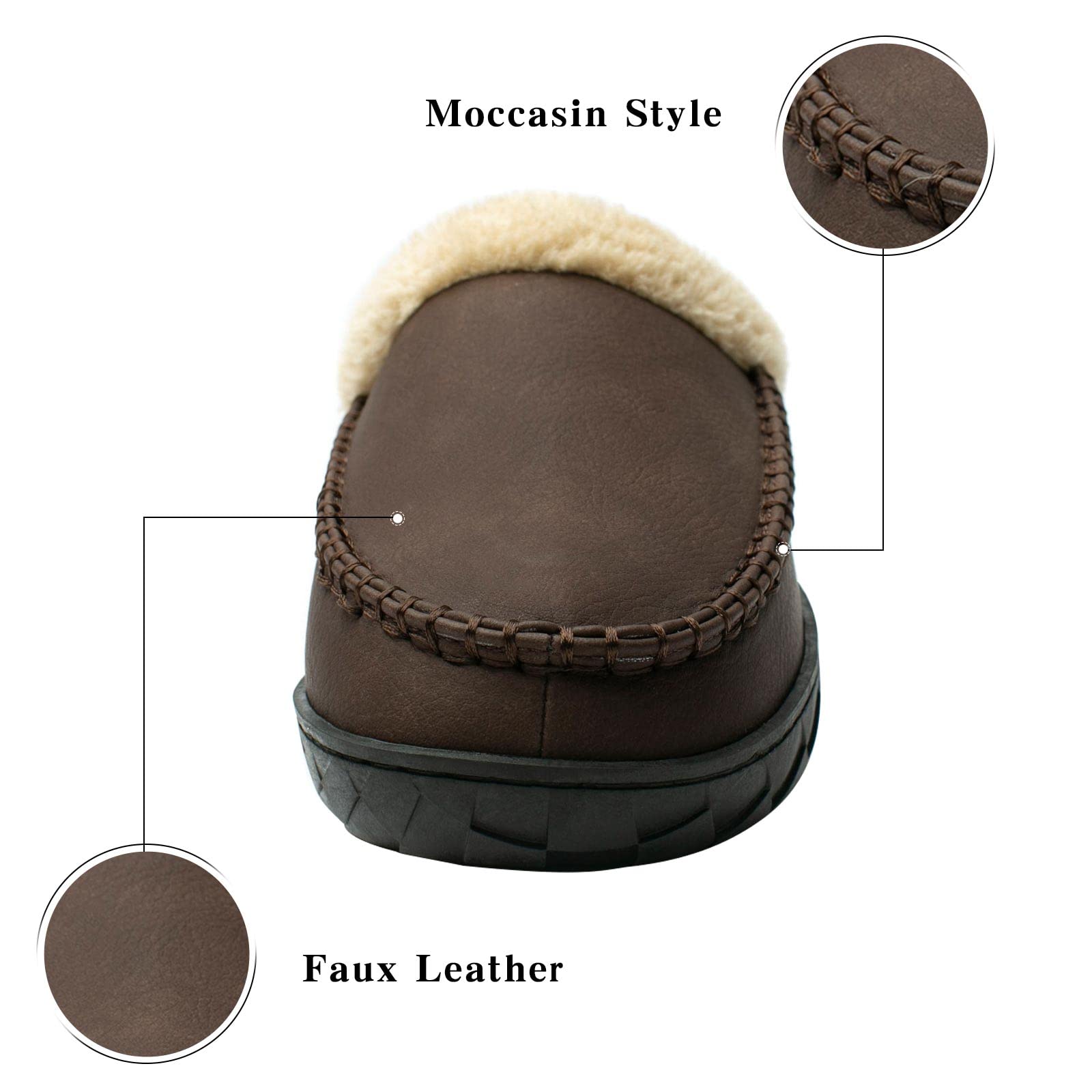 WOTTE Men's Moccasin Slippers - Soft Microsuede with Fleece Lining & Memory Foam - Comfortable Indoor/Outdoor House Shoes for Relaxing at Home, Walking the Dog or Quick Errands
